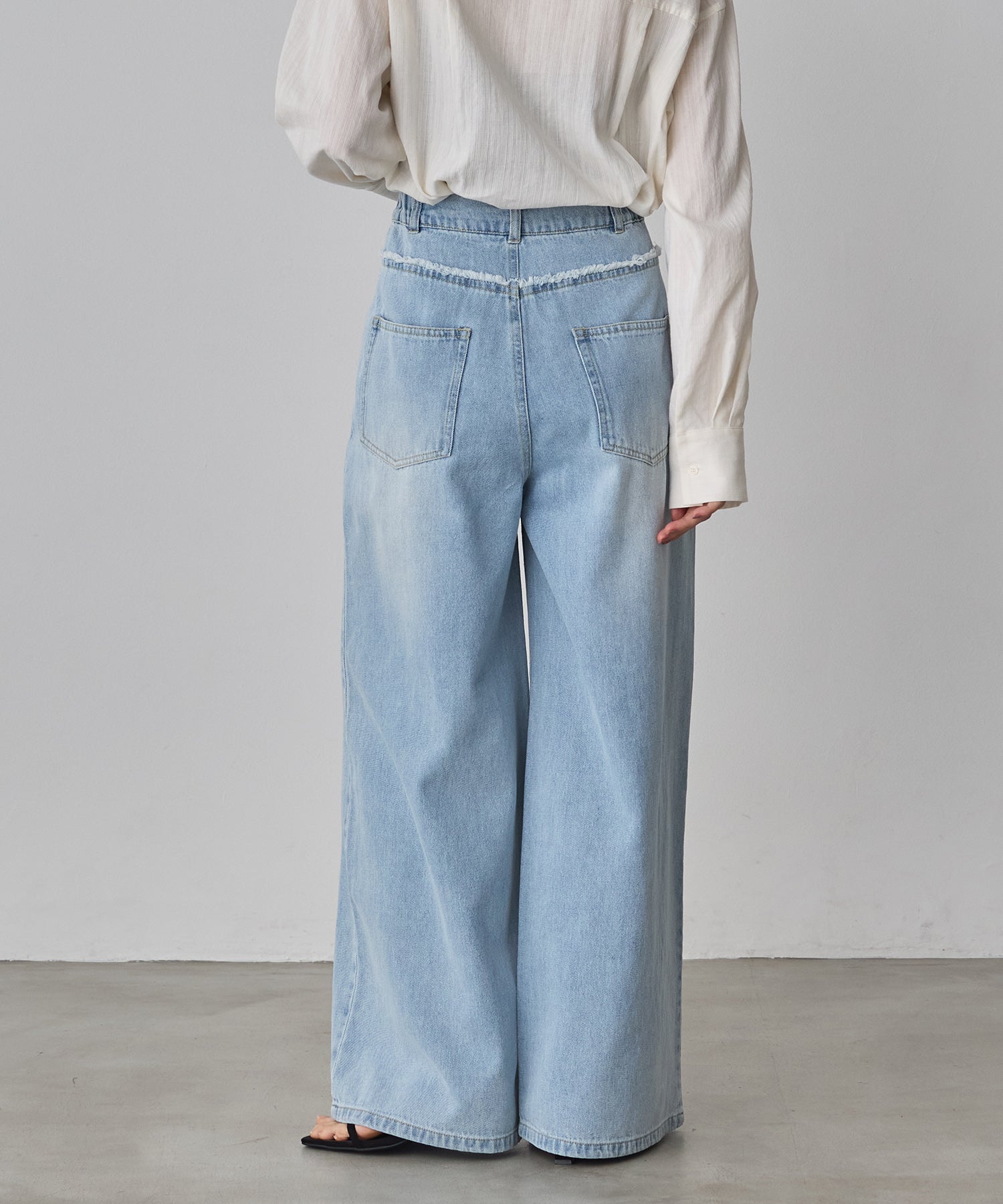 DENIM/TWILL WAIST SWITCH WIDE PANTS