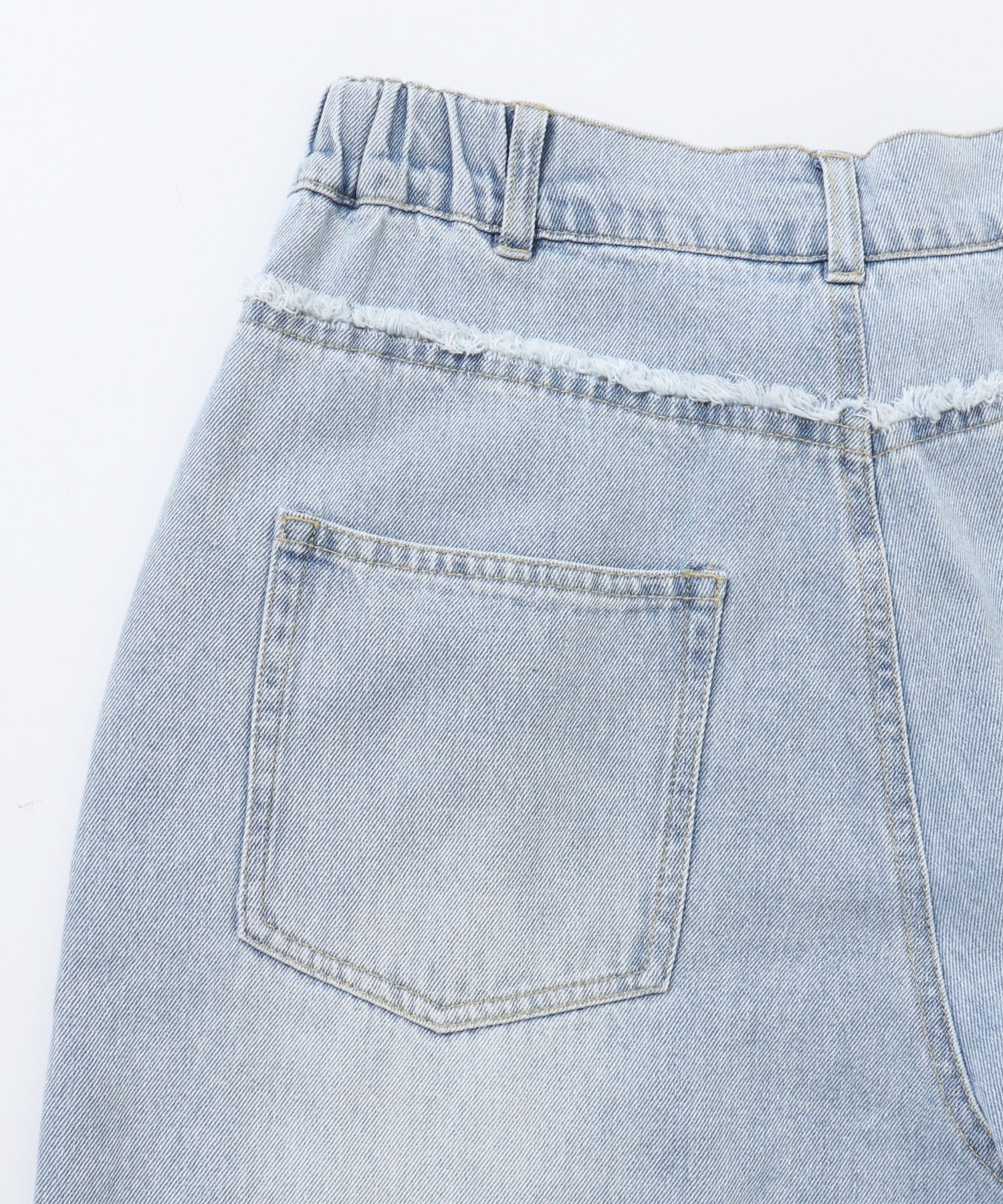 DENIM/TWILL WAIST SWITCH WIDE PANTS