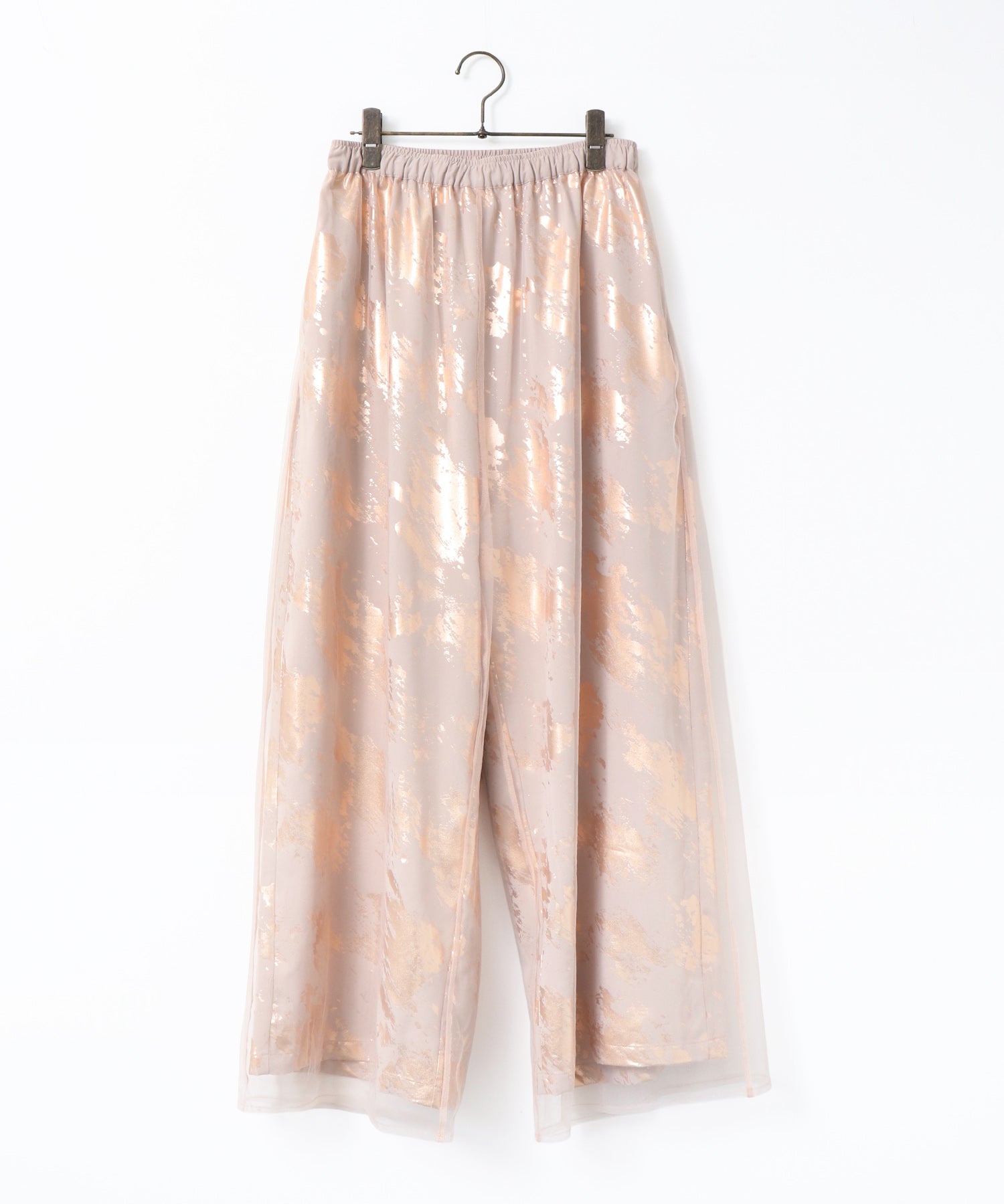 GEORGETTE FOIL PRINT TULLE LAYERED PANTS