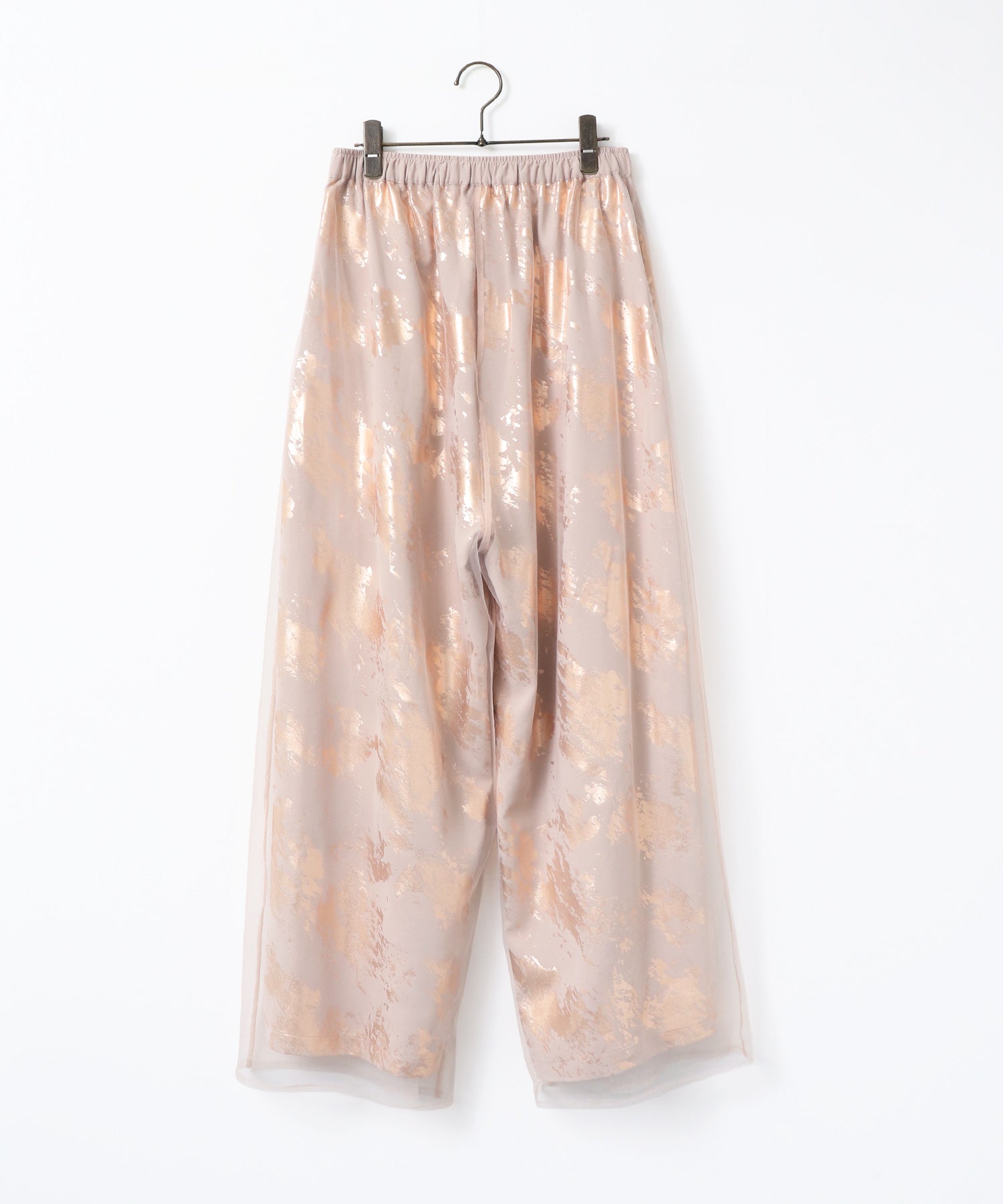 GEORGETTE FOIL PRINT TULLE LAYERED PANTS