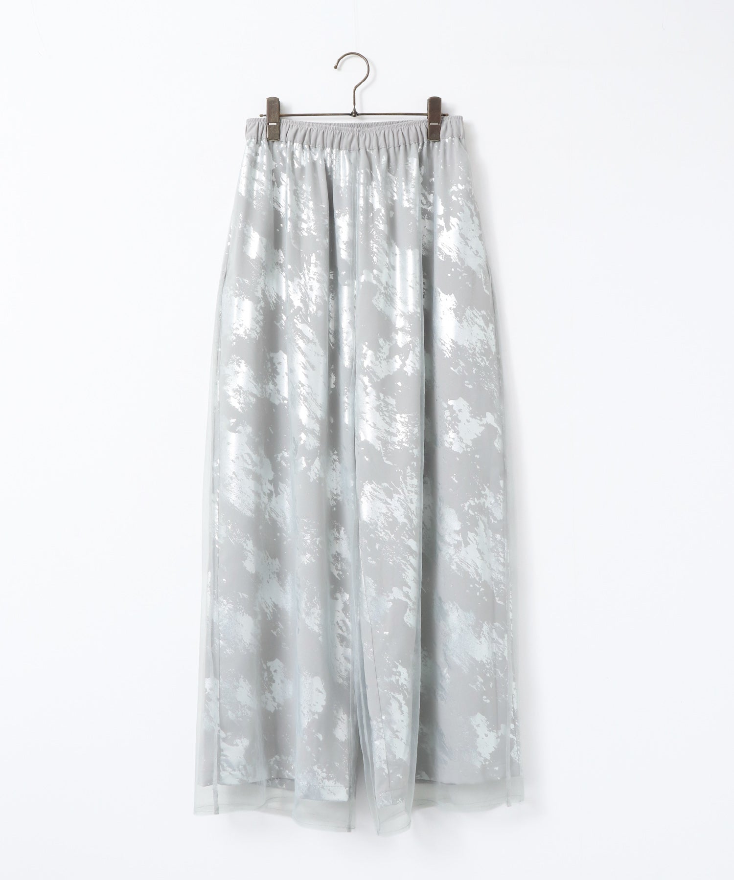 GEORGETTE FOIL PRINT TULLE LAYERED PANTS