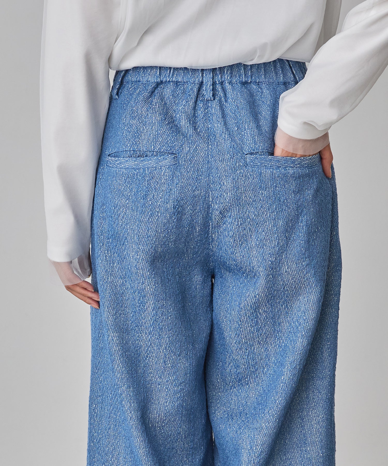 デニムライク ヘリンボーン タックパンツ