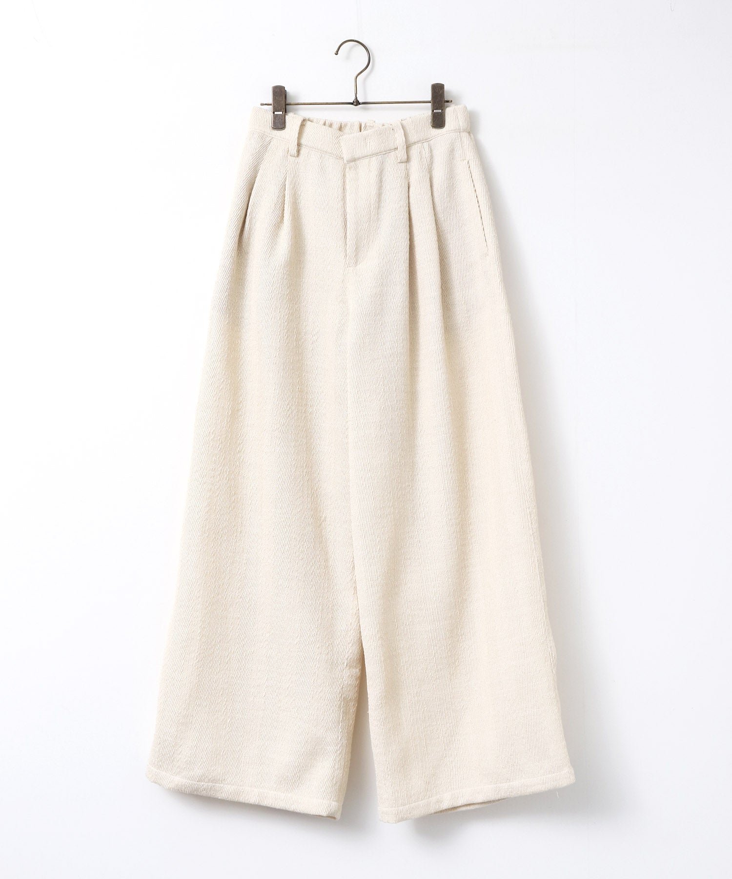 デニムライク ヘリンボーン タックパンツ