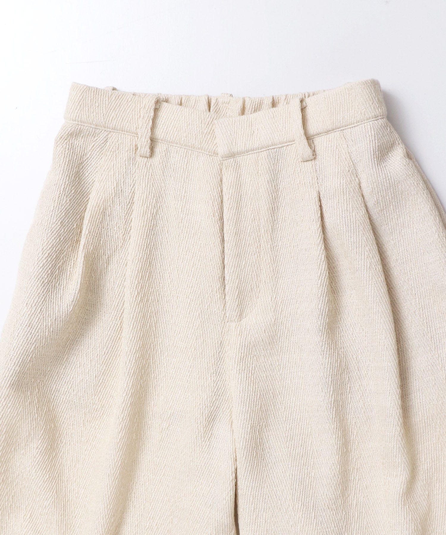 デニムライク ヘリンボーン タックパンツ