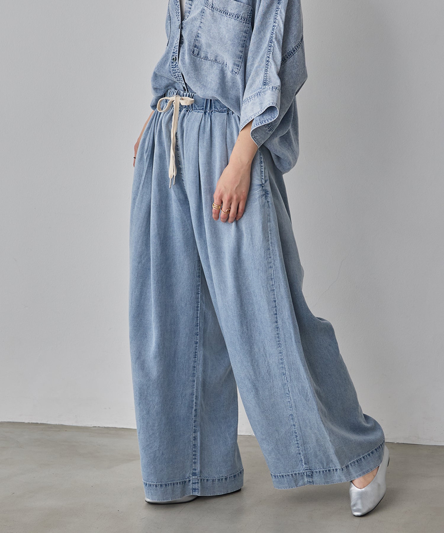 TENCEL DENIM WIDE PANTS