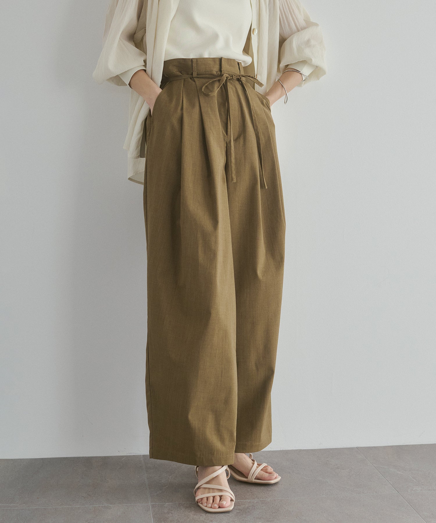 LINEN-LOOK PLEATED PANTS