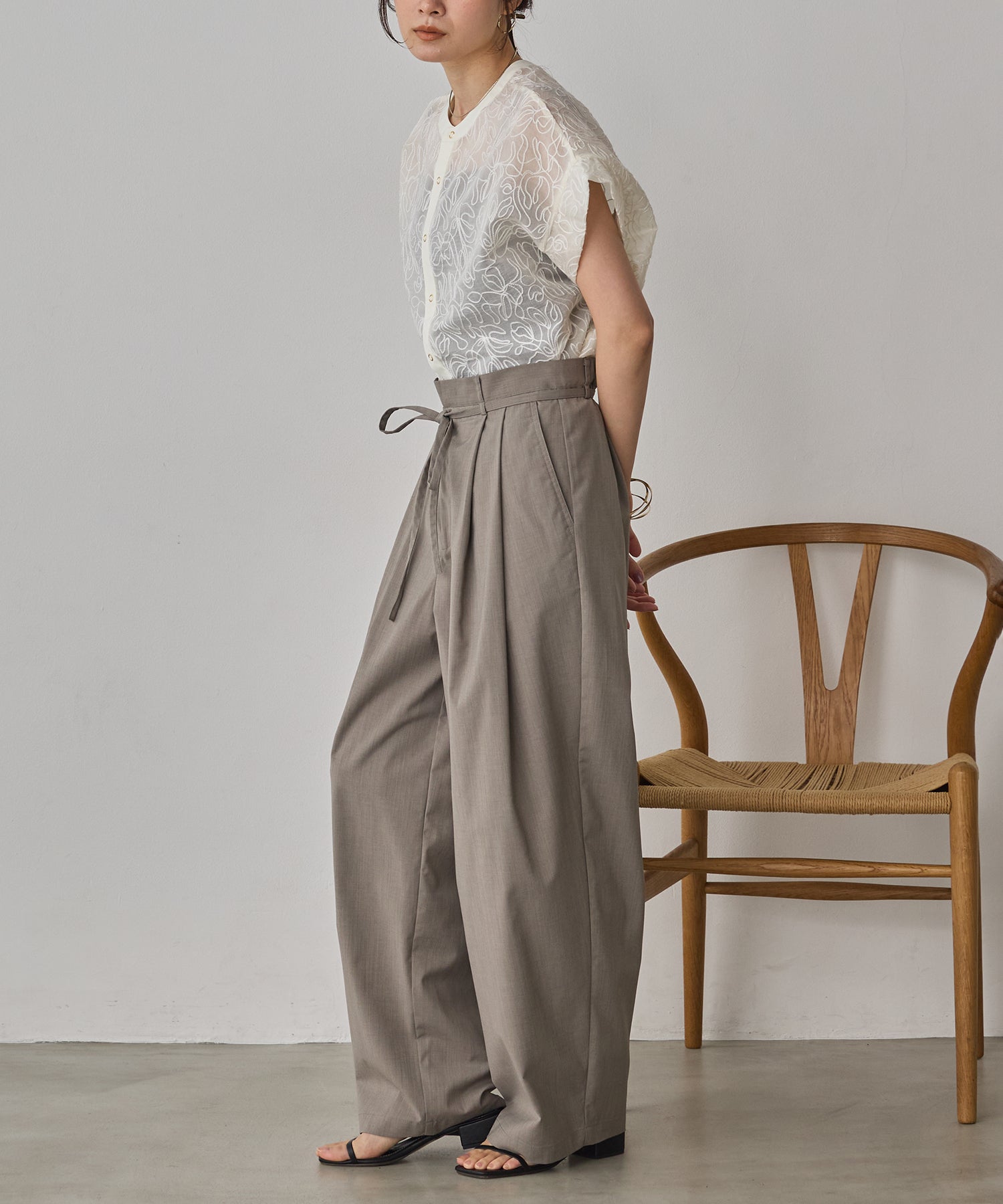LINEN-LOOK PLEATED PANTS
