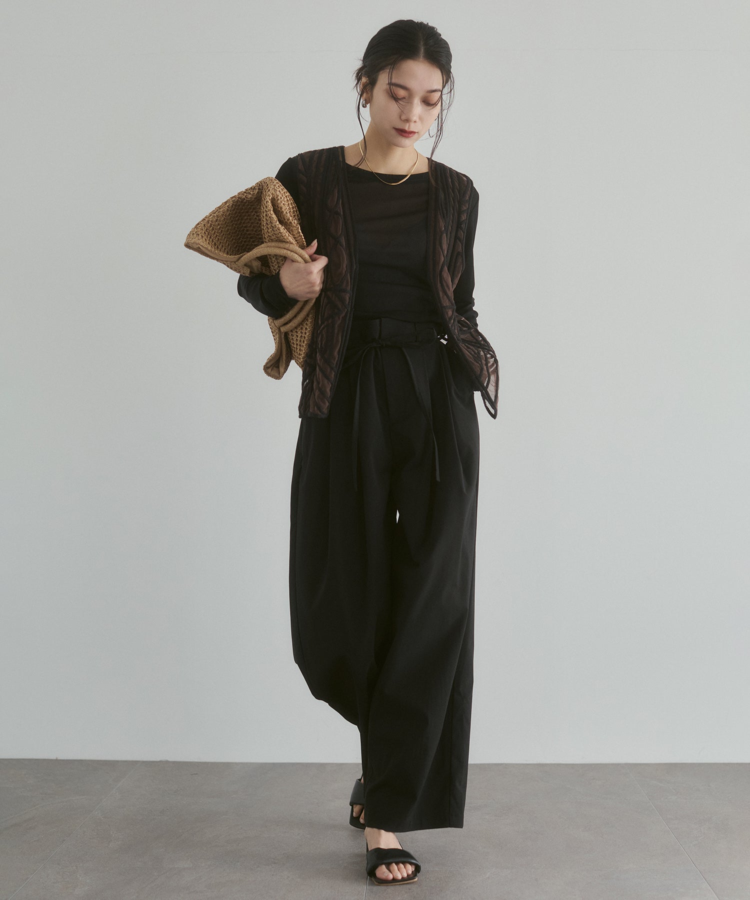 LINEN-LOOK PLEATED PANTS