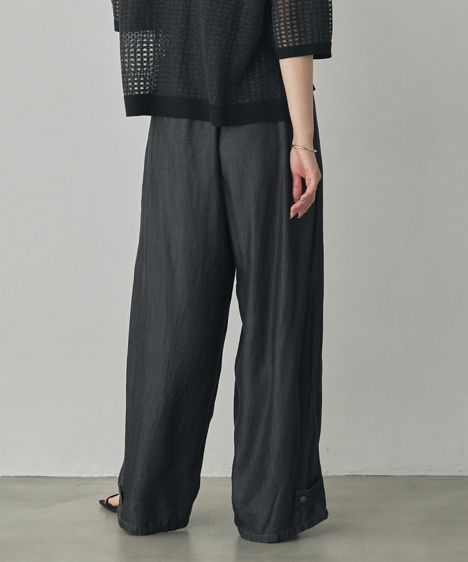 TENCEL DENIM WITH HEM TABS WIDE PANTS