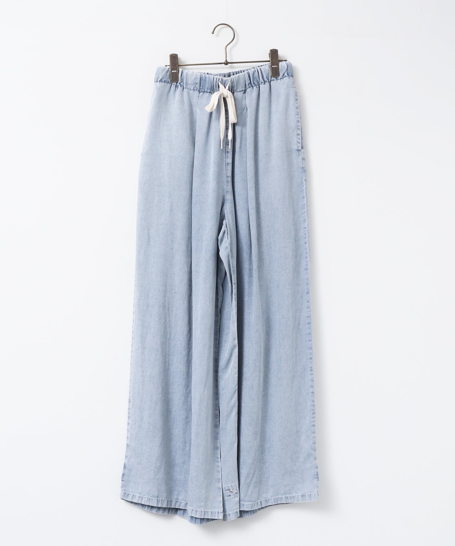 TENCEL DENIM WITH HEM TABS WIDE PANTS