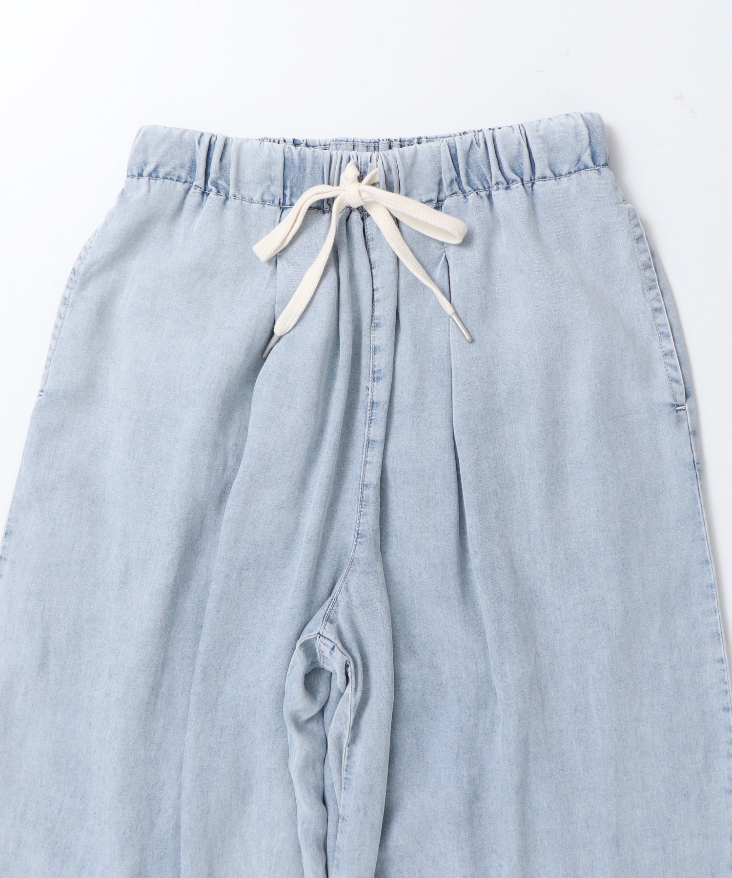 TENCEL DENIM WITH HEM TABS WIDE PANTS
