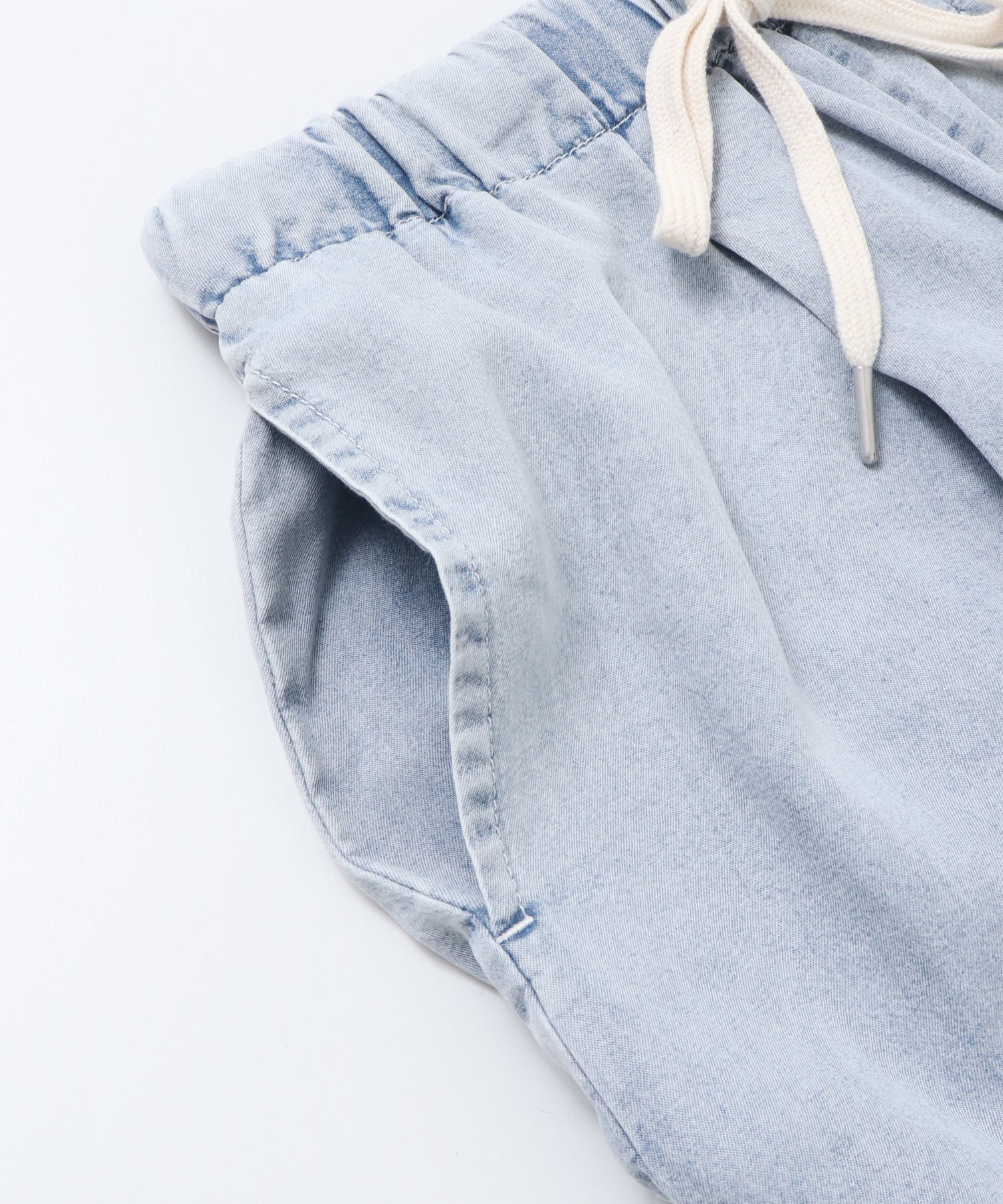 TENCEL DENIM WITH HEM TABS WIDE PANTS