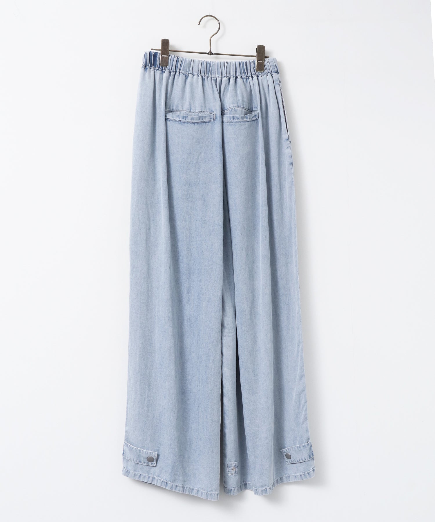TENCEL DENIM WITH HEM TABS WIDE PANTS