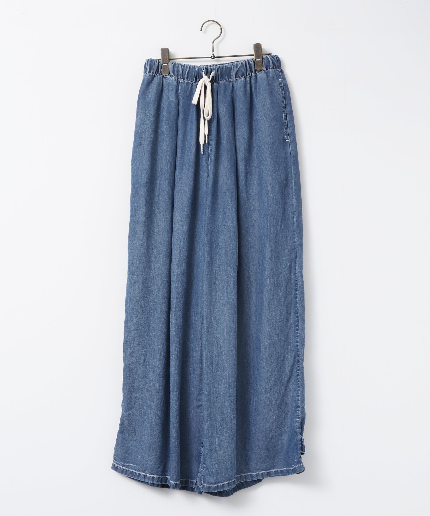 TENCEL DENIM WITH HEM TABS WIDE PANTS