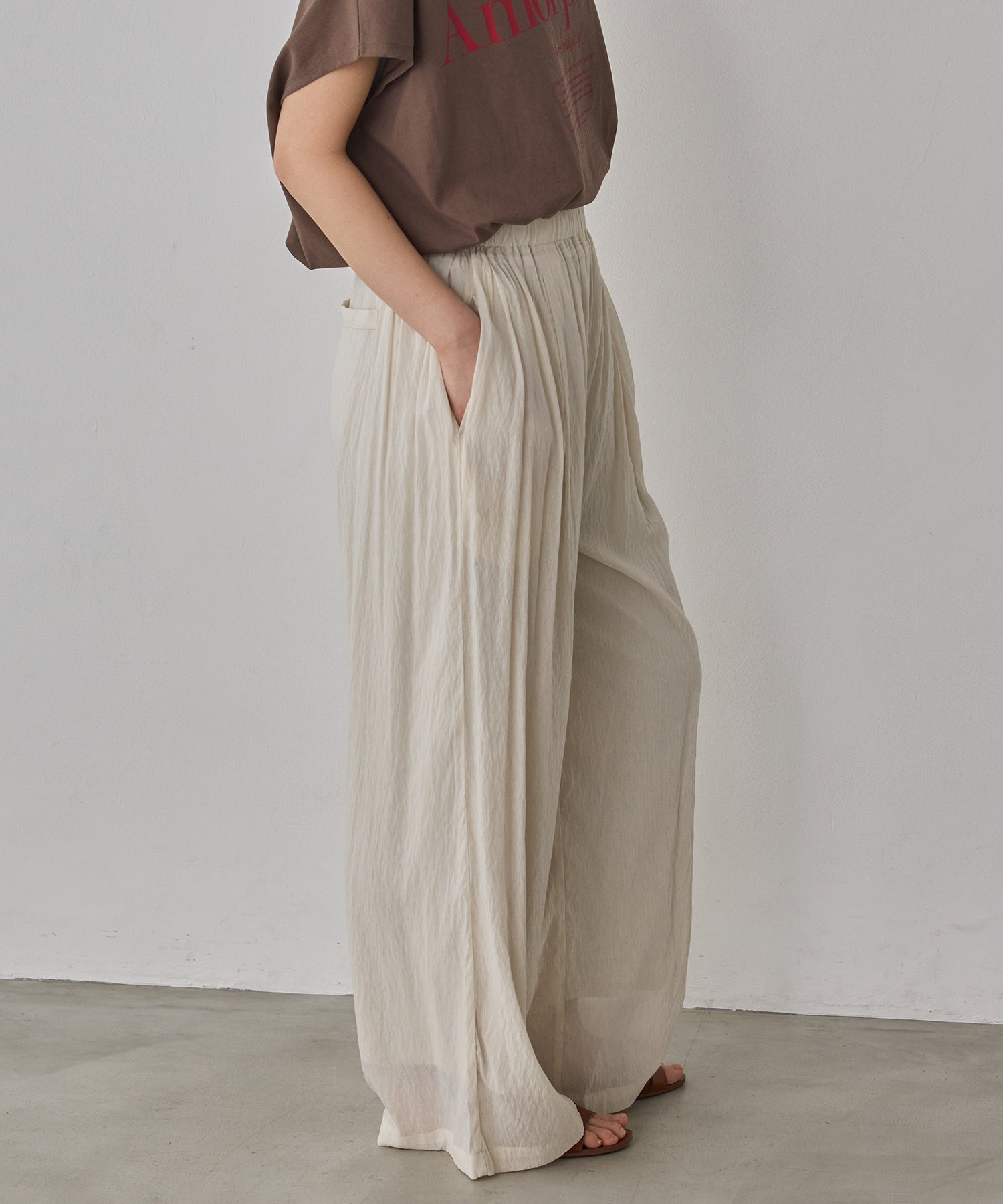 SHEER WIDE STRAIGHT PANTS