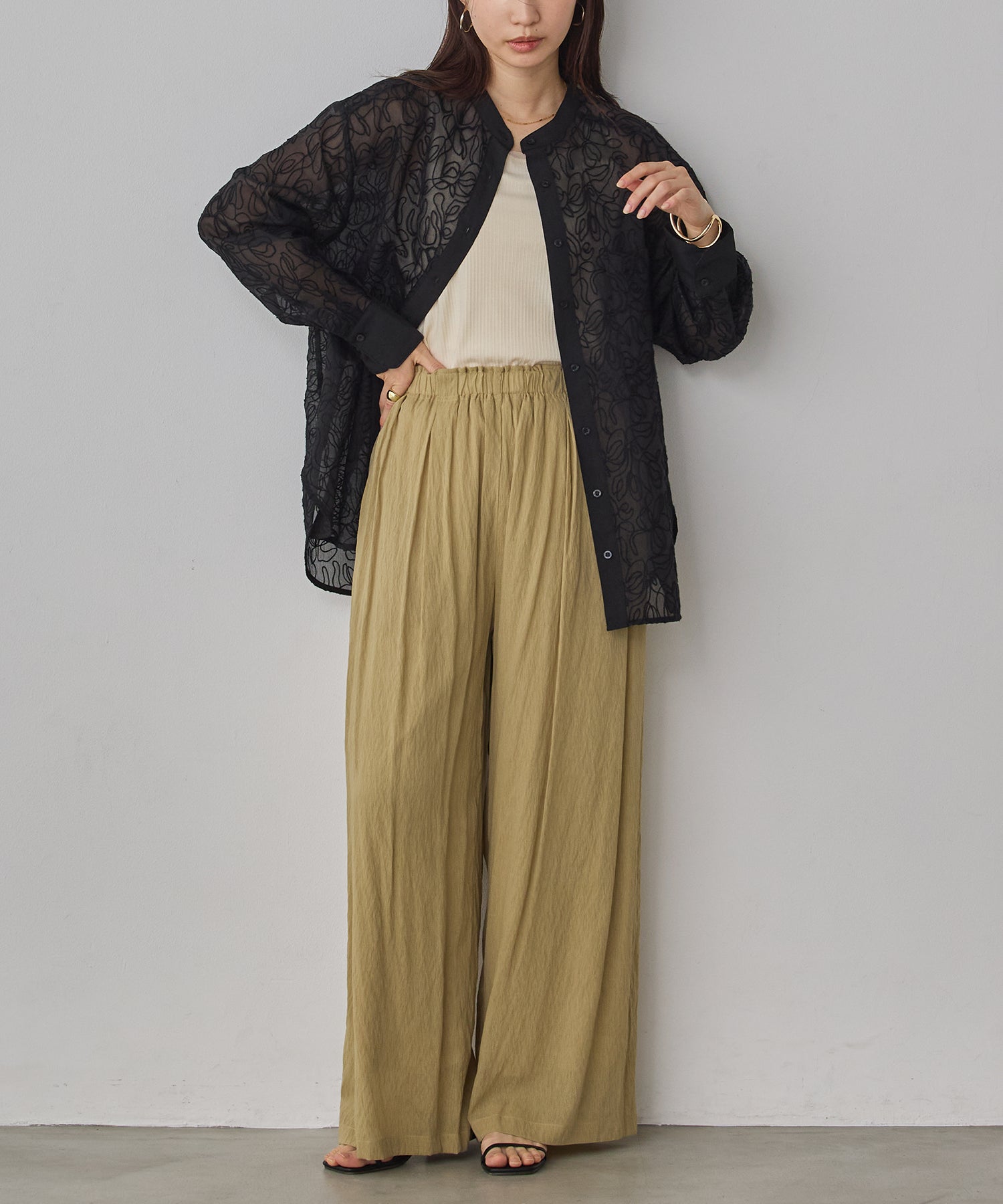 SHEER WIDE STRAIGHT PANTS