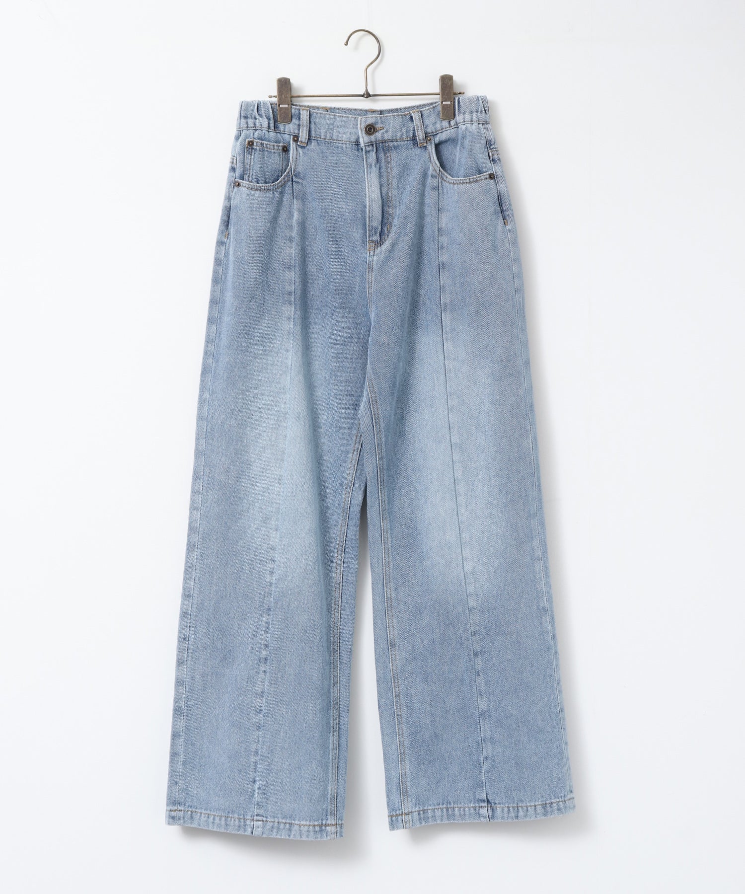 CENTER-SEAM SEMI-FLARED DENIM PANTS