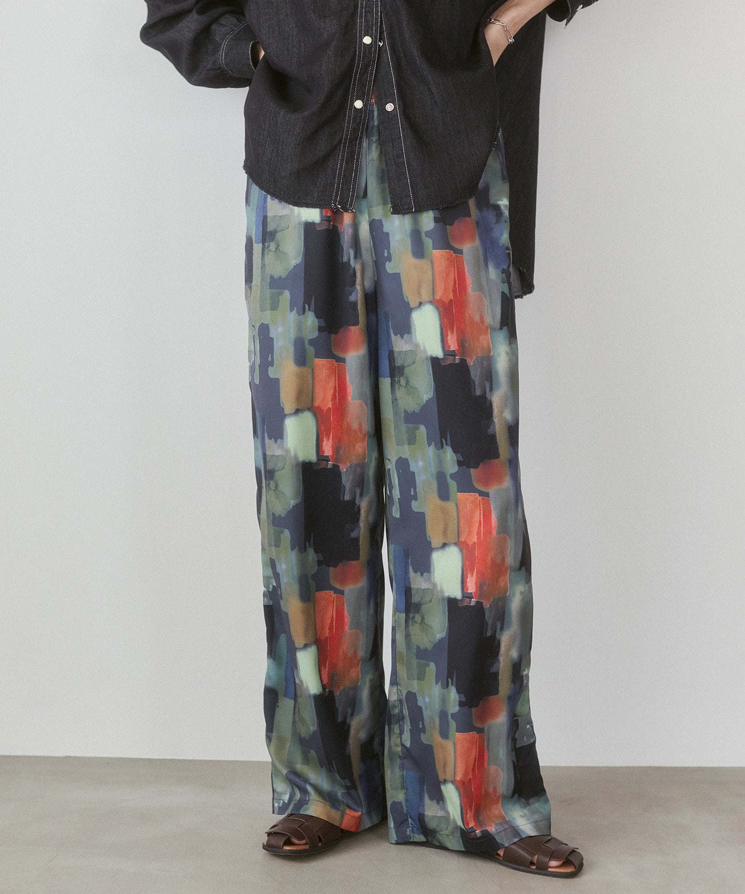 GEORGETTE-PRINT EASY PANTS