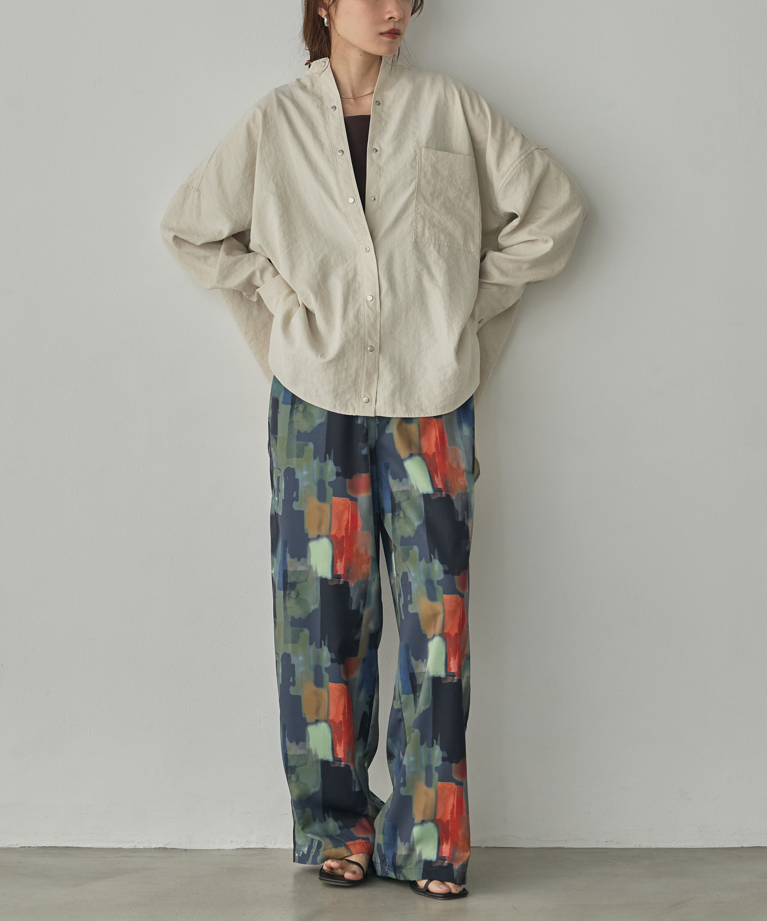 GEORGETTE-PRINT EASY PANTS