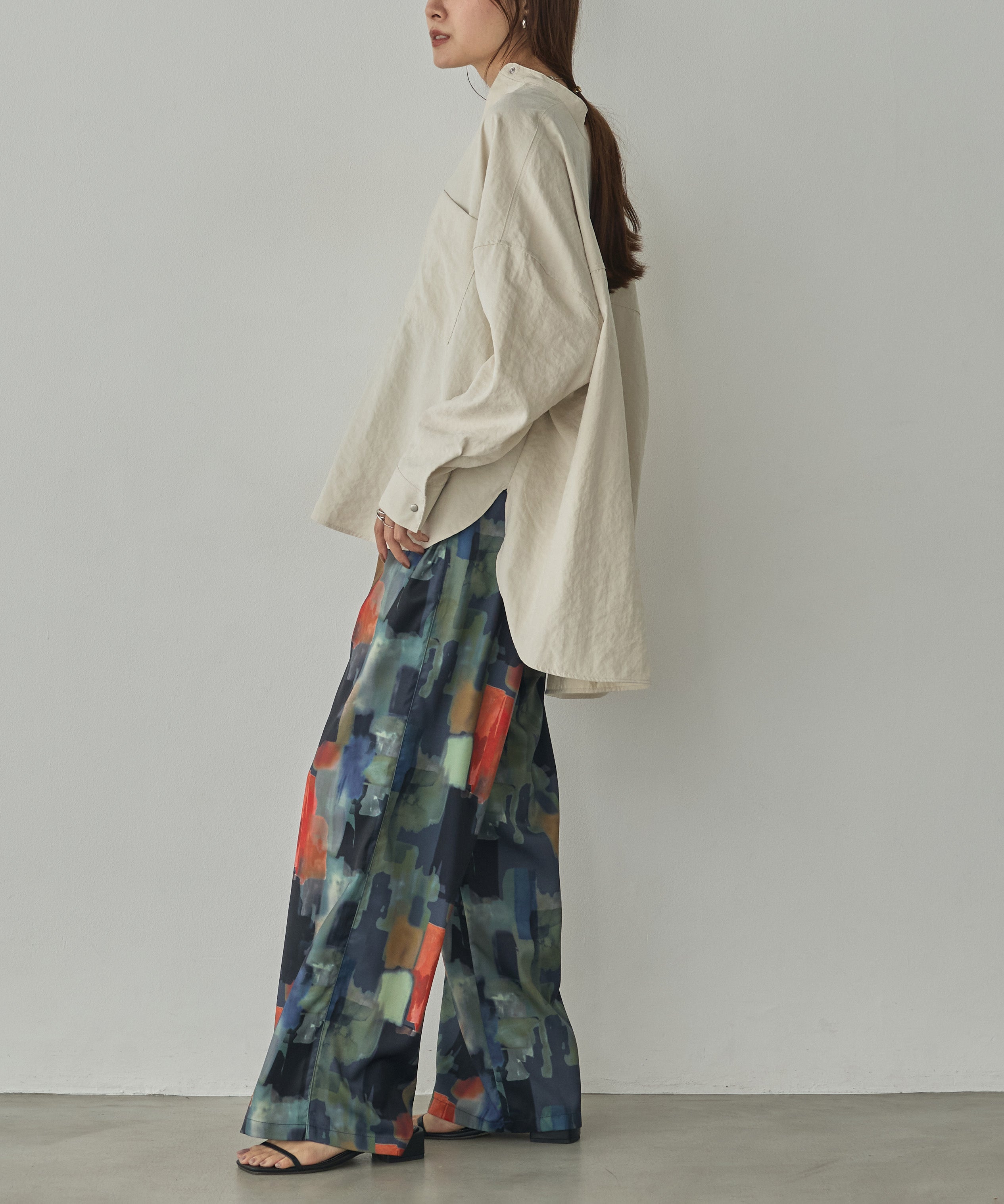 GEORGETTE-PRINT EASY PANTS