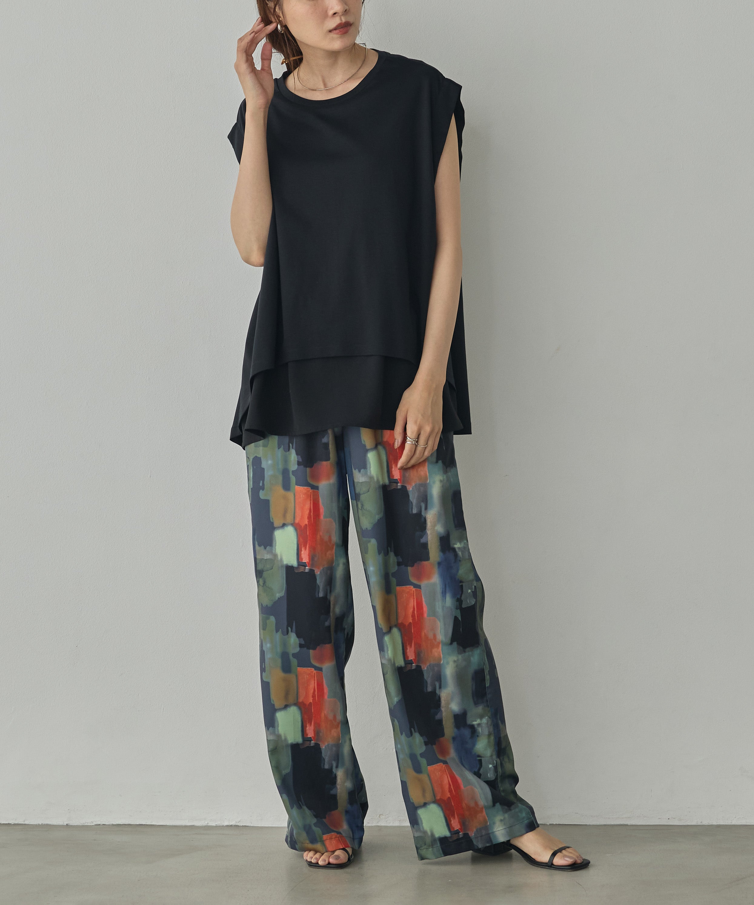 GEORGETTE-PRINT EASY PANTS