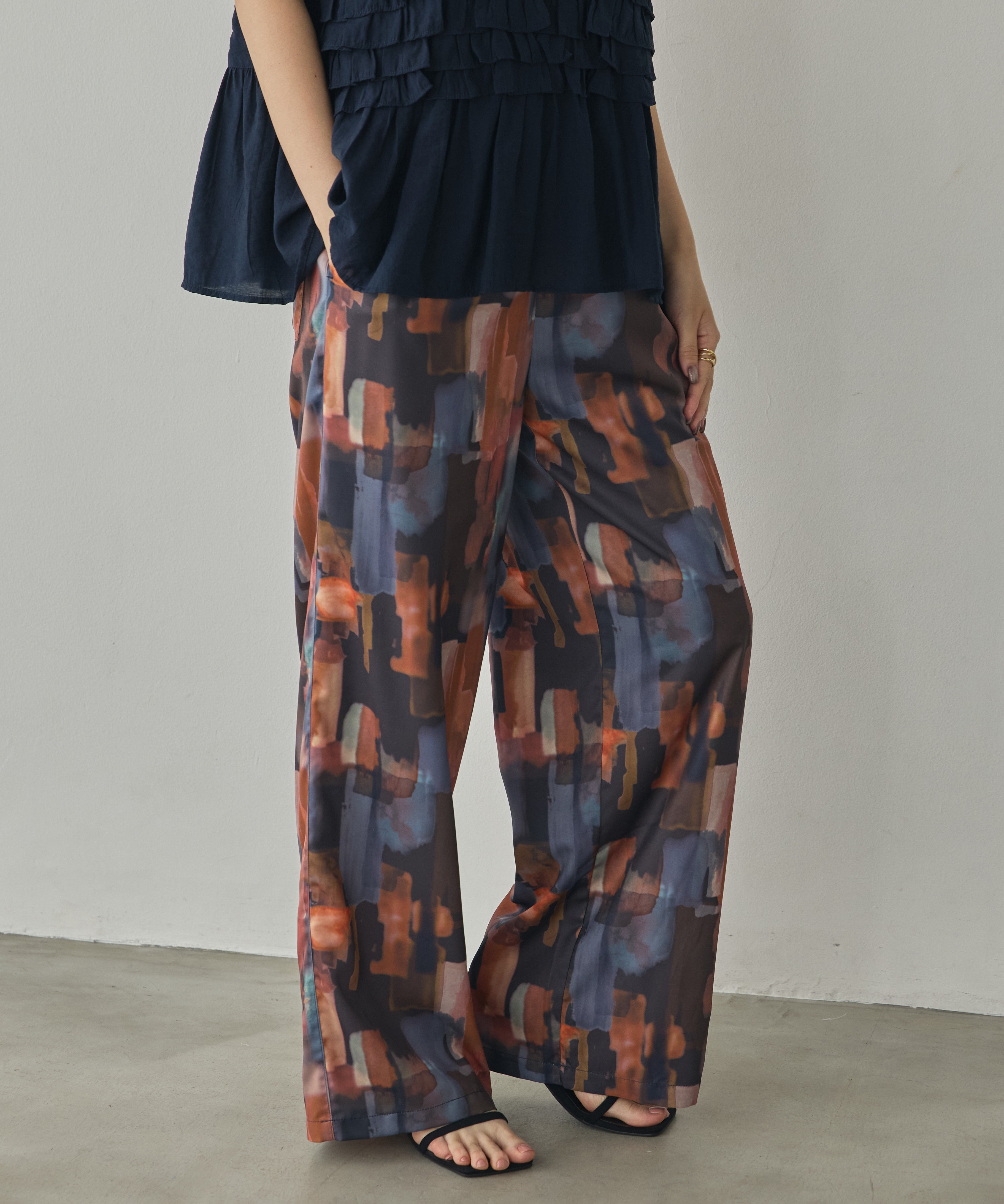 GEORGETTE-PRINT EASY PANTS