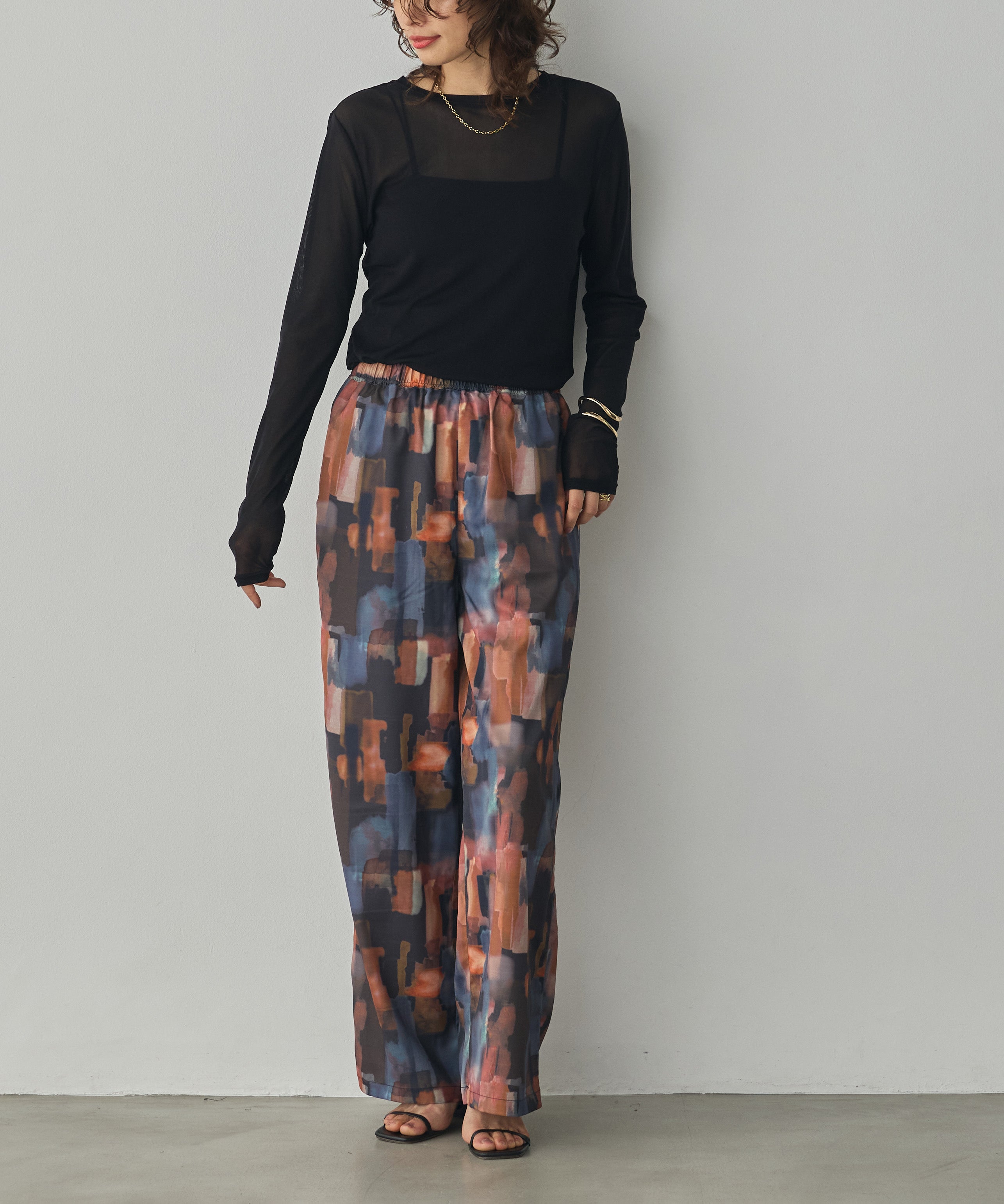 GEORGETTE-PRINT EASY PANTS