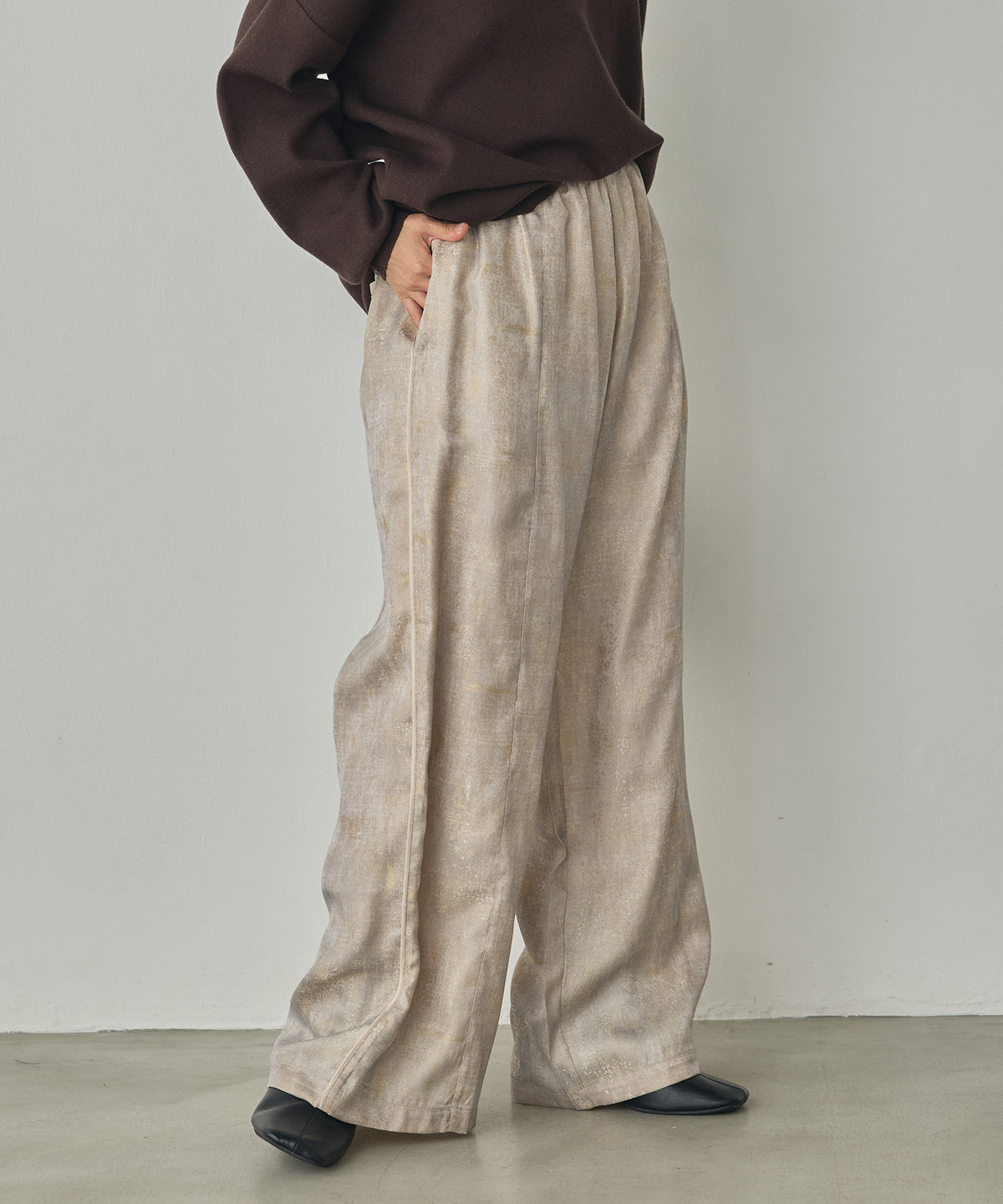 SHINY JACQUARD EASY PANTS