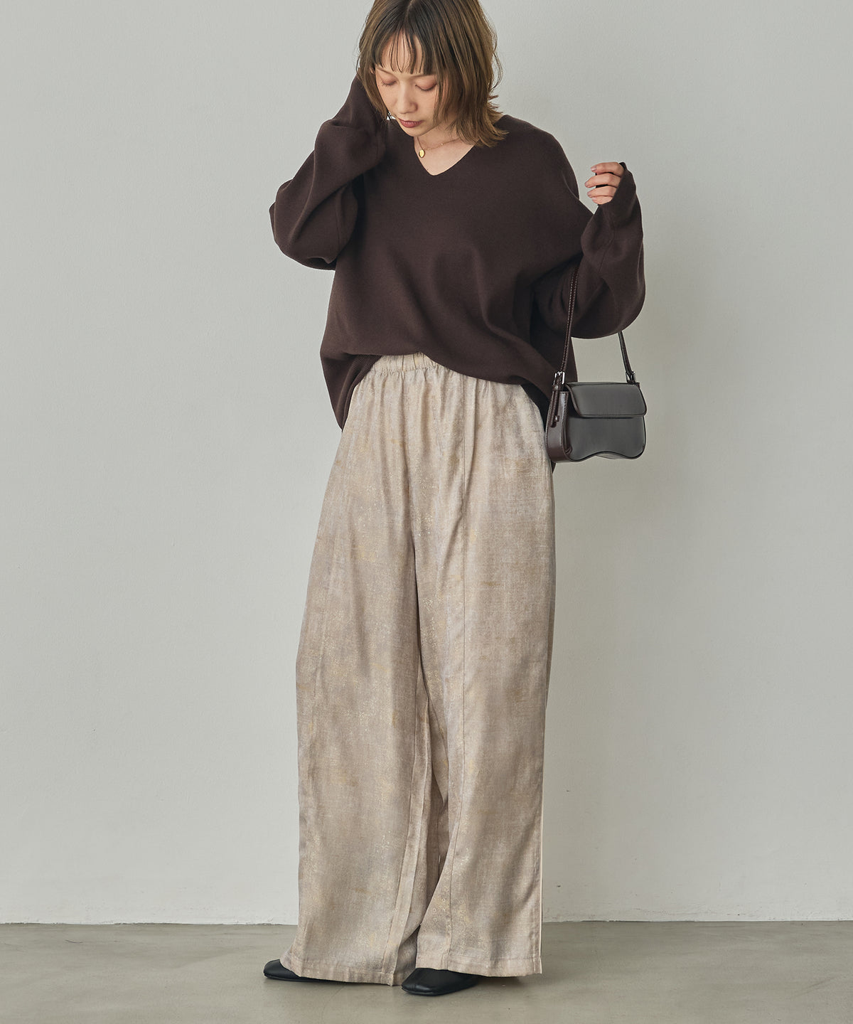 SHINY JACQUARD EASY PANTS