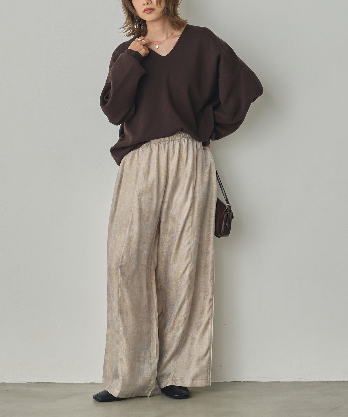 SHINY JACQUARD EASY PANTS
