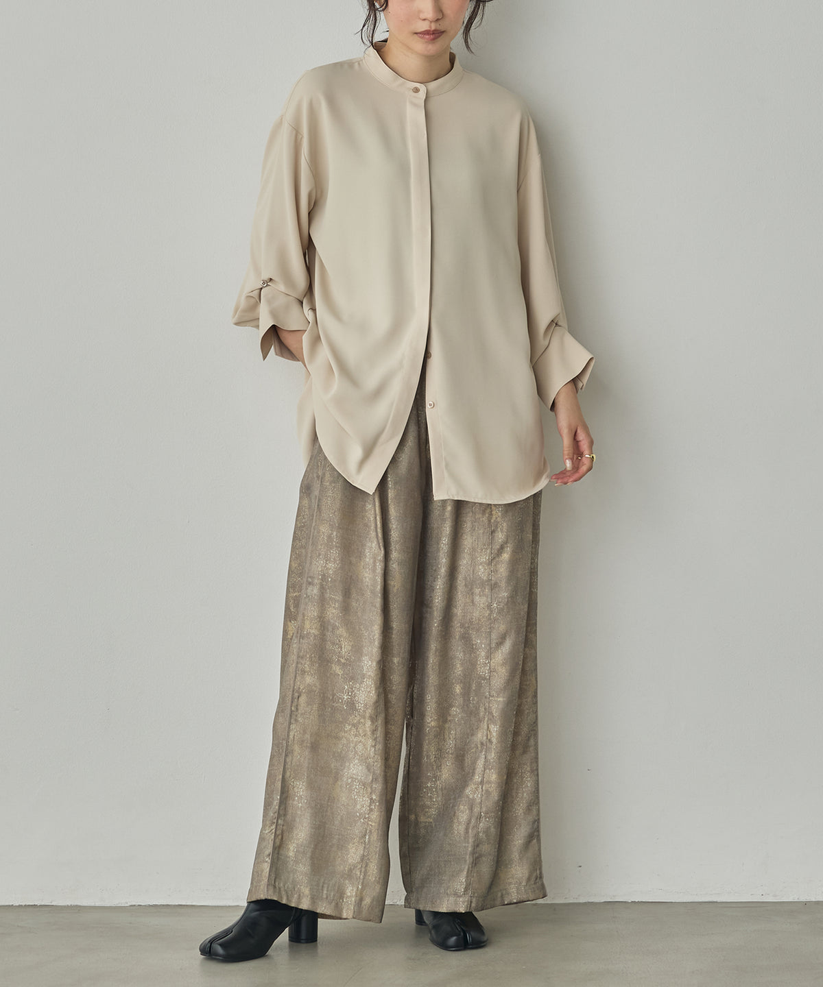 SHINY JACQUARD EASY PANTS