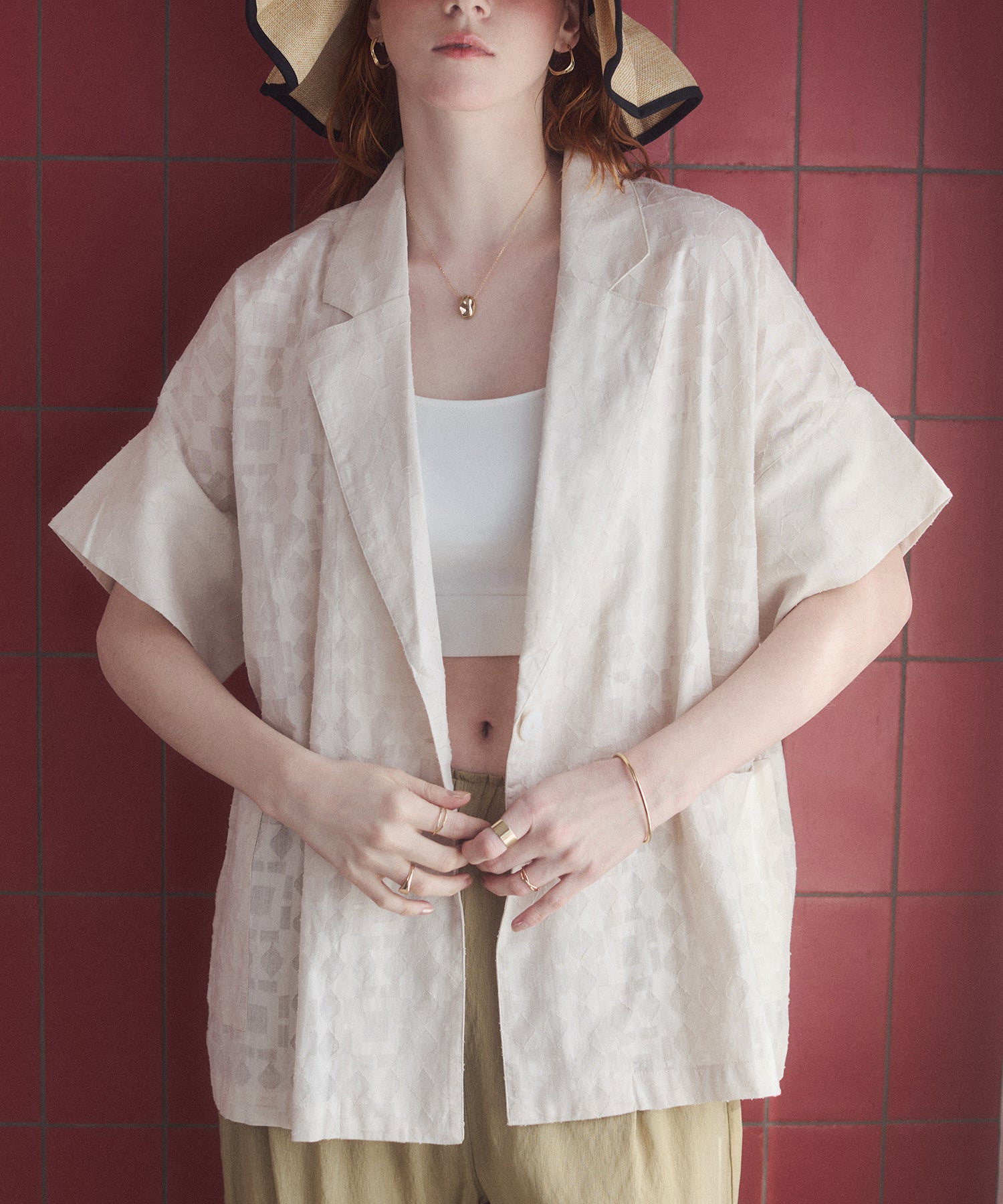 CUT-JACQUARD TAILORED JACKET