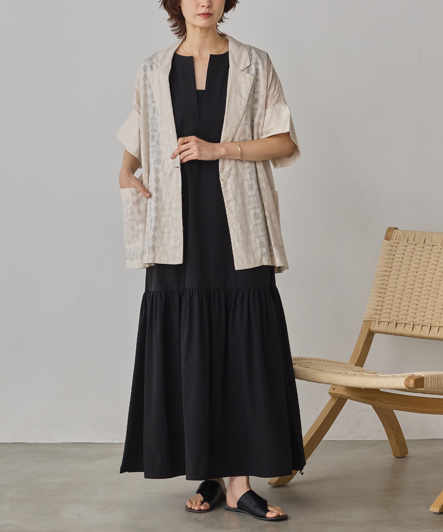 CUT-JACQUARD TAILORED JACKET