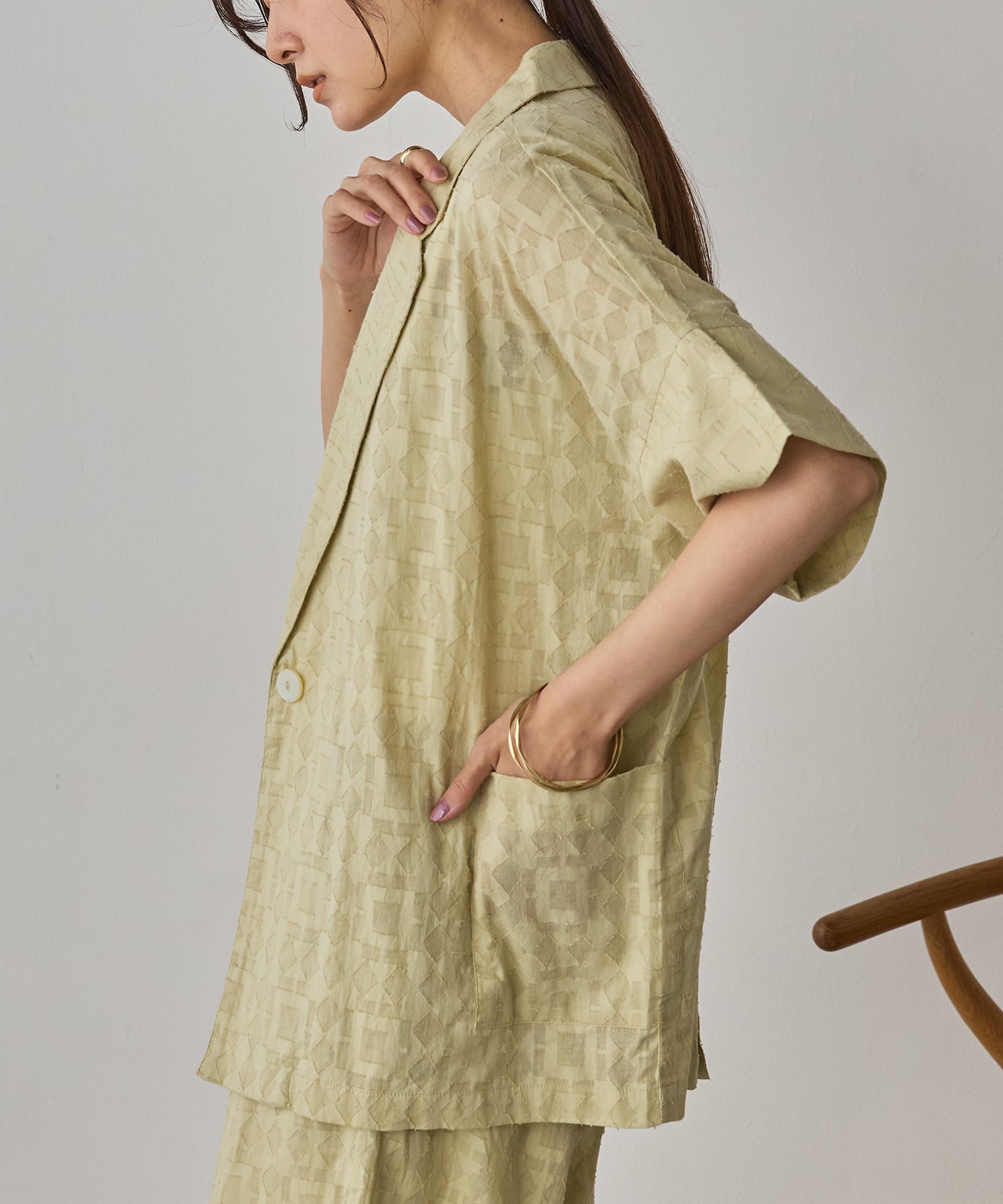 CUT-JACQUARD TAILORED JACKET