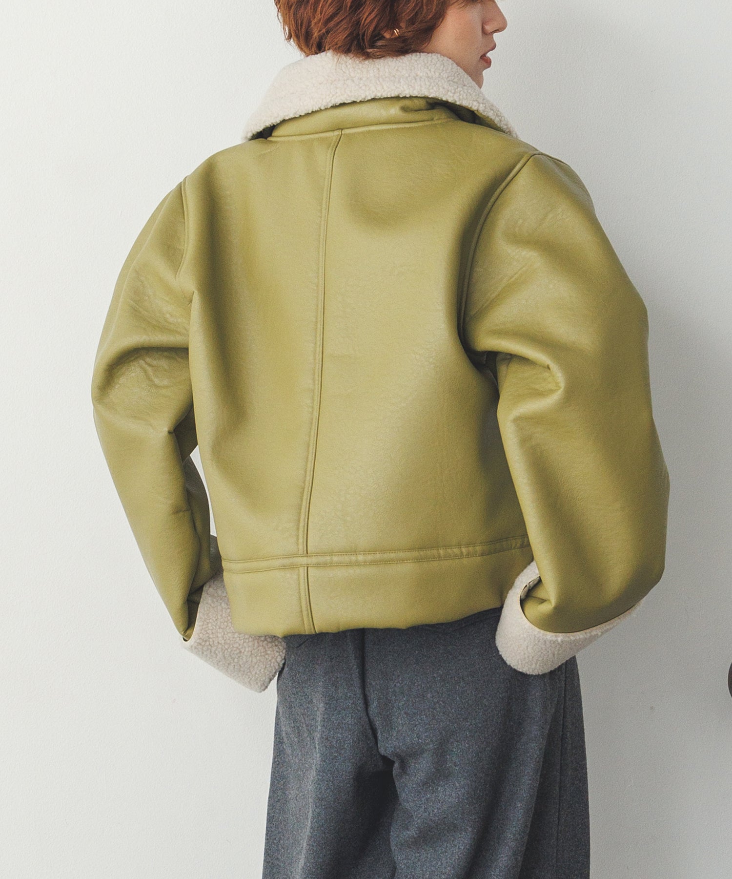 フェイクレザー×ボア ブルゾン