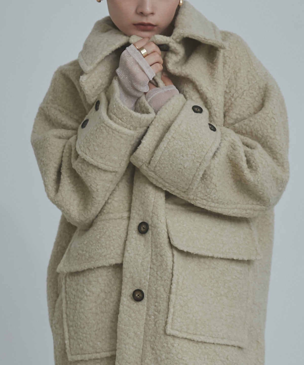 BOUCLE MIDDLE SHIRT COAT