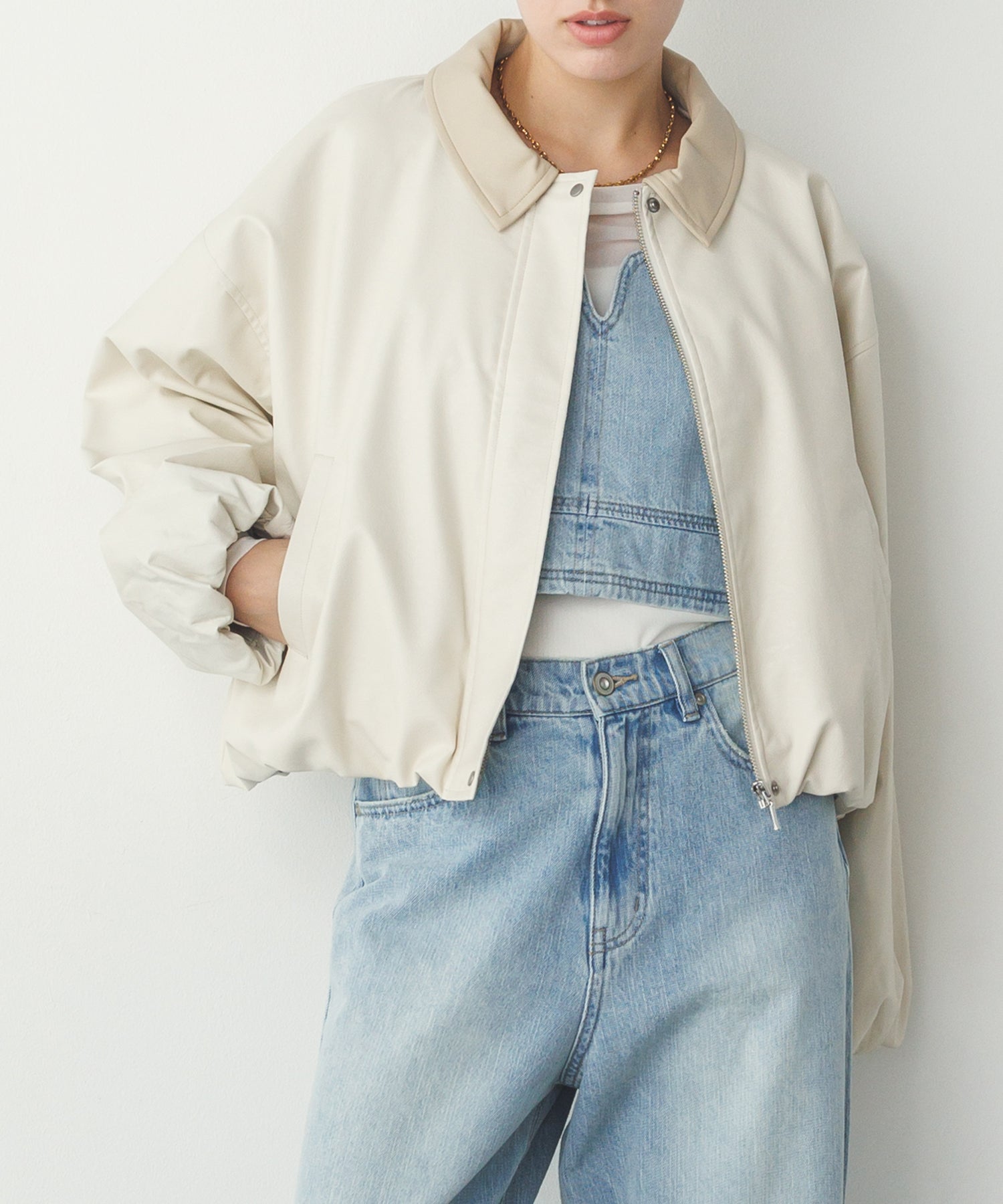 FAUX LEATHER BALLOON BLOUSON