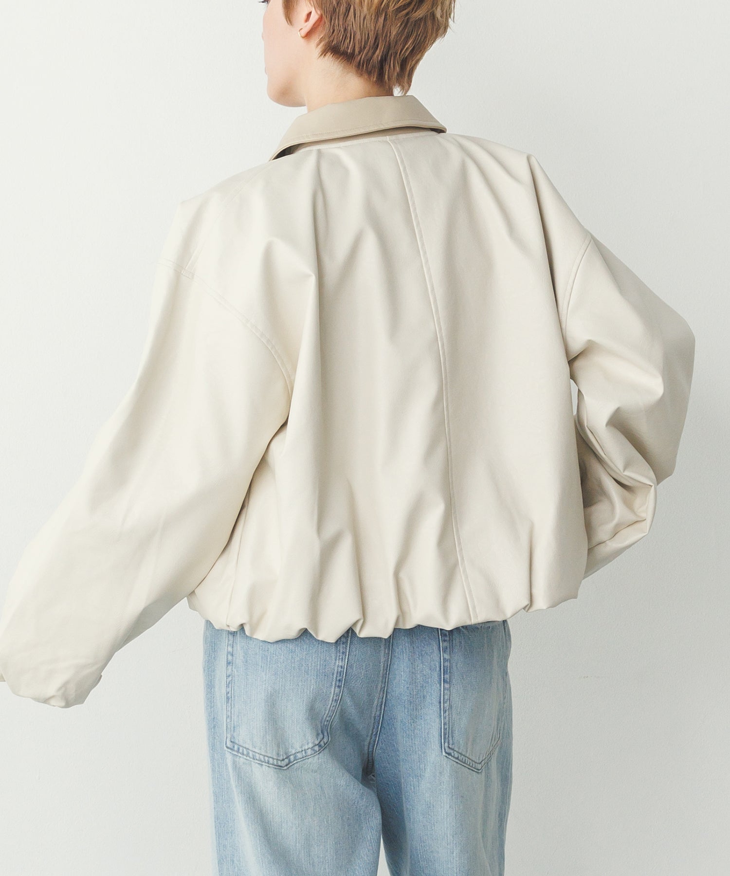 フェイクレザー バルーンブルゾン