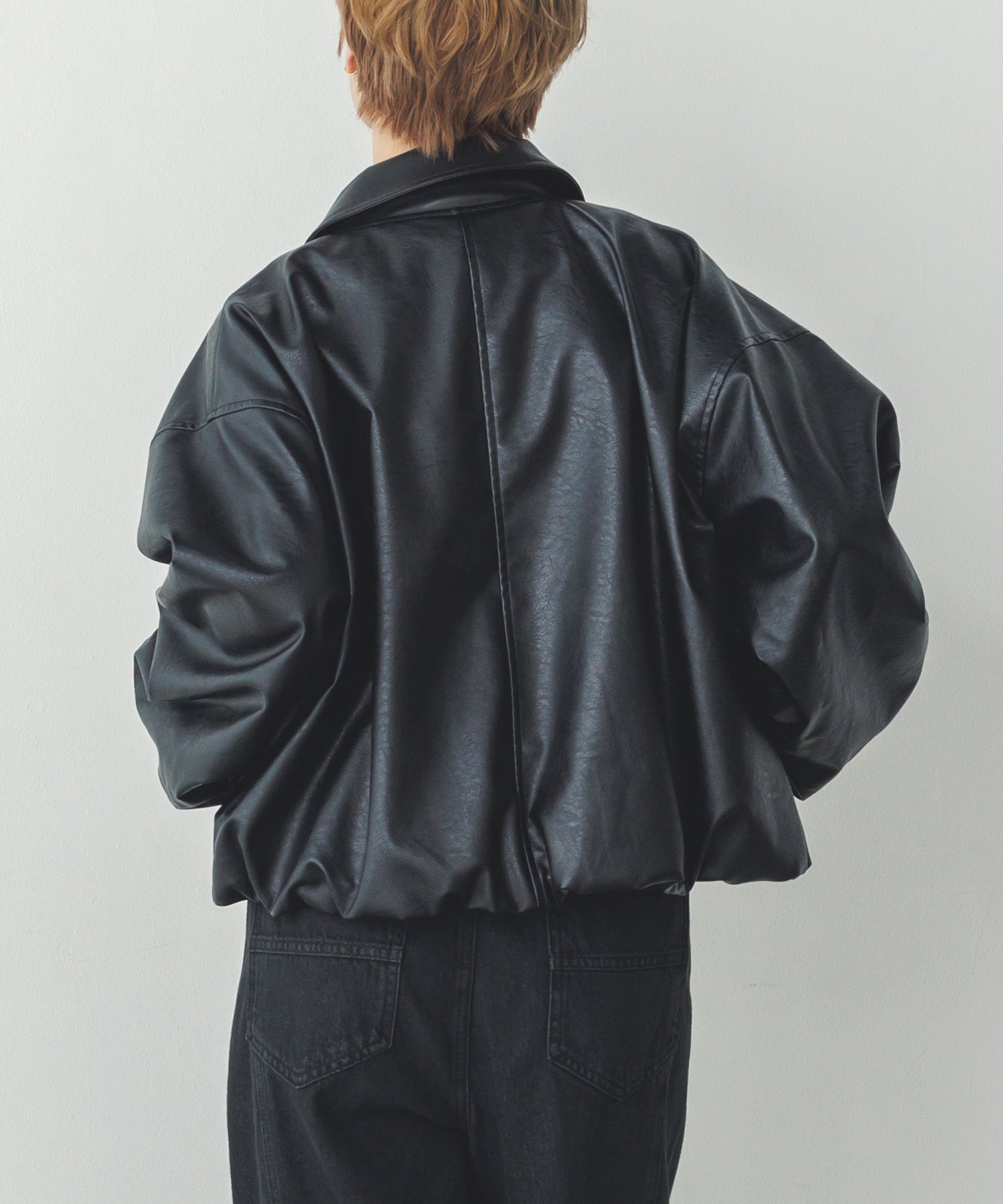 フェイクレザー バルーンブルゾン