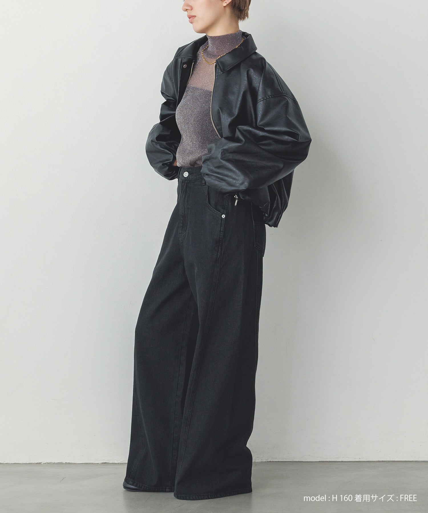 フェイクレザー バルーンブルゾン