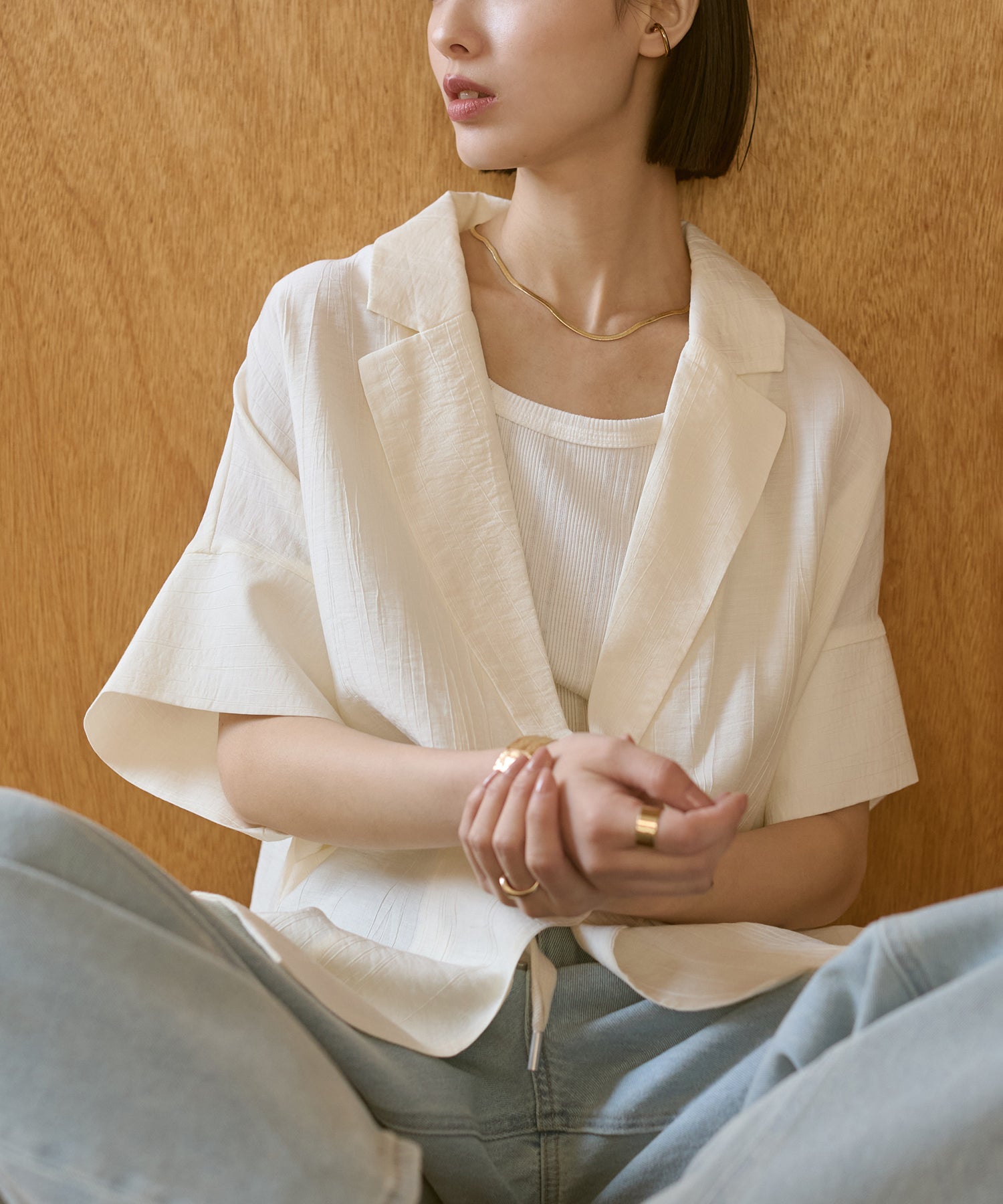 ワッシャーサテン シャツジャケット