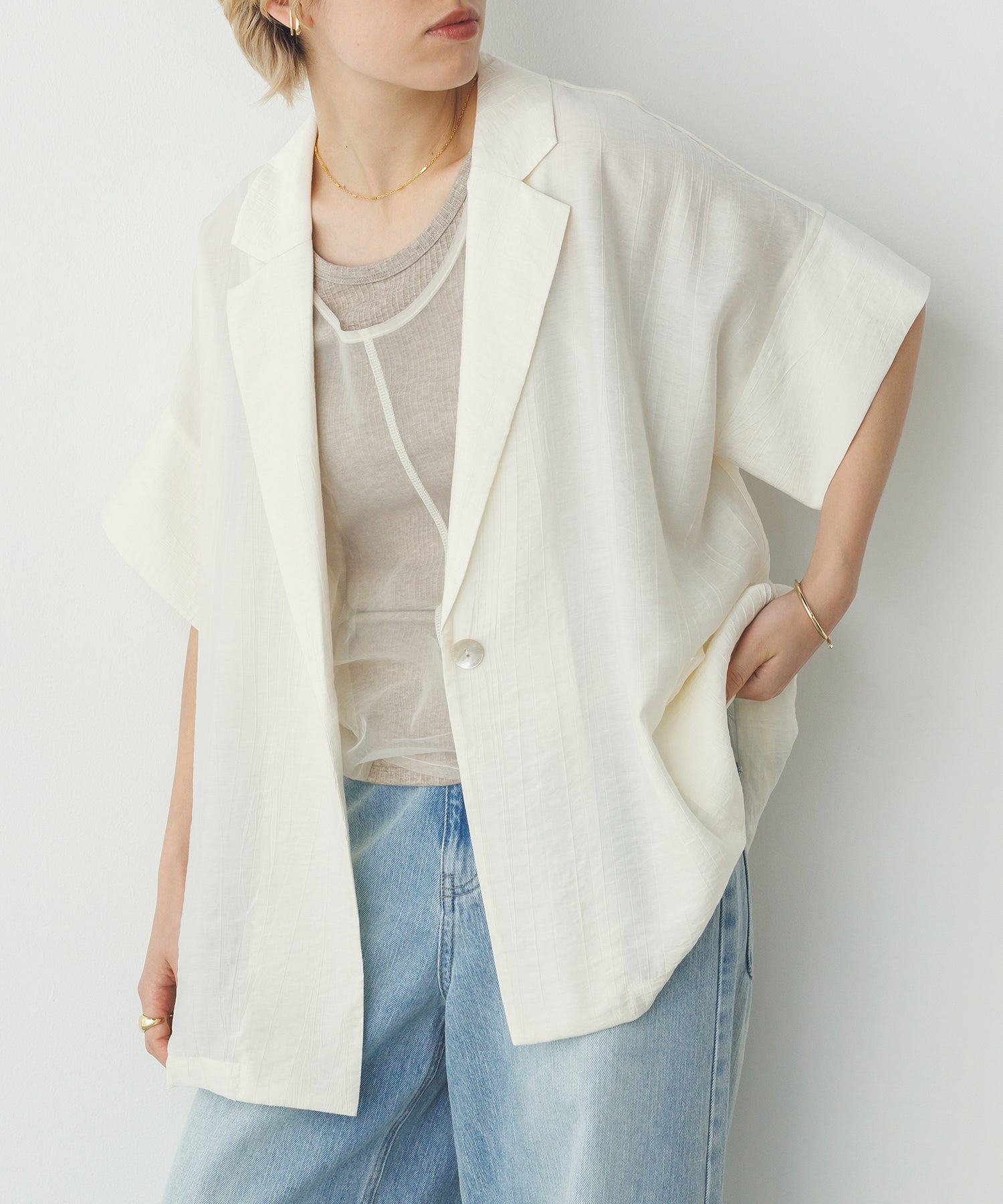 ワッシャーサテン シャツジャケット