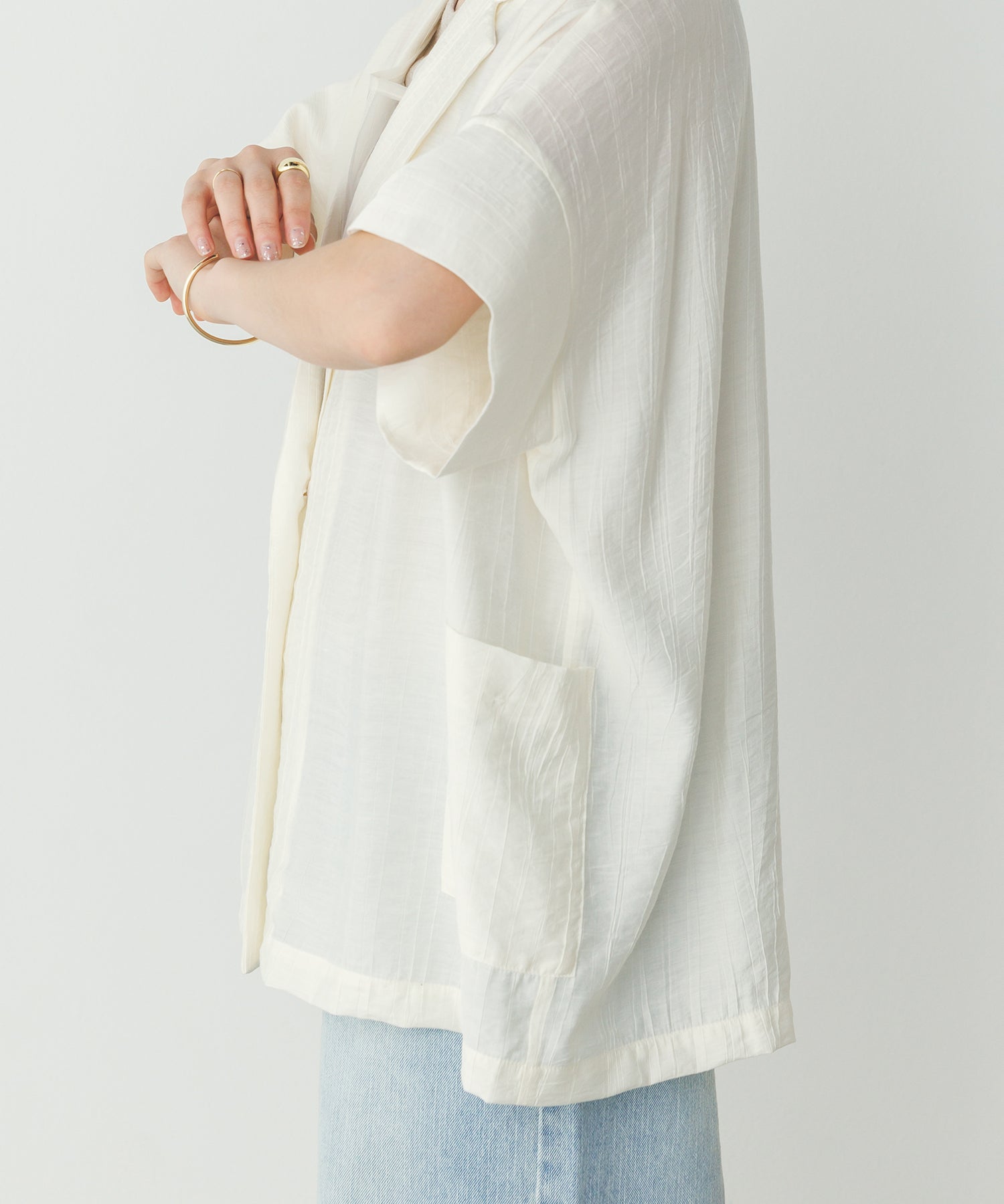 ワッシャーサテン シャツジャケット