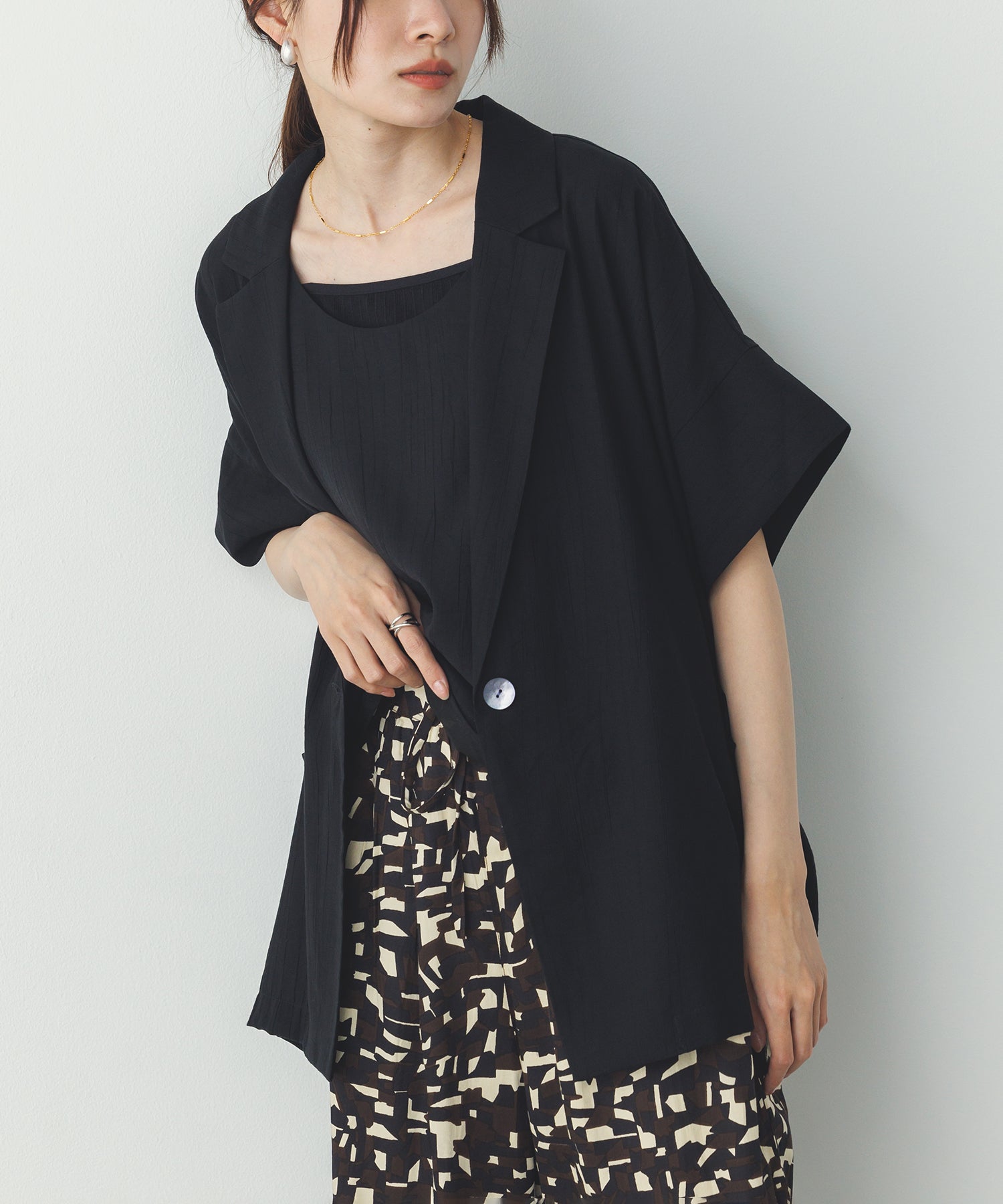 ワッシャーサテン シャツジャケット