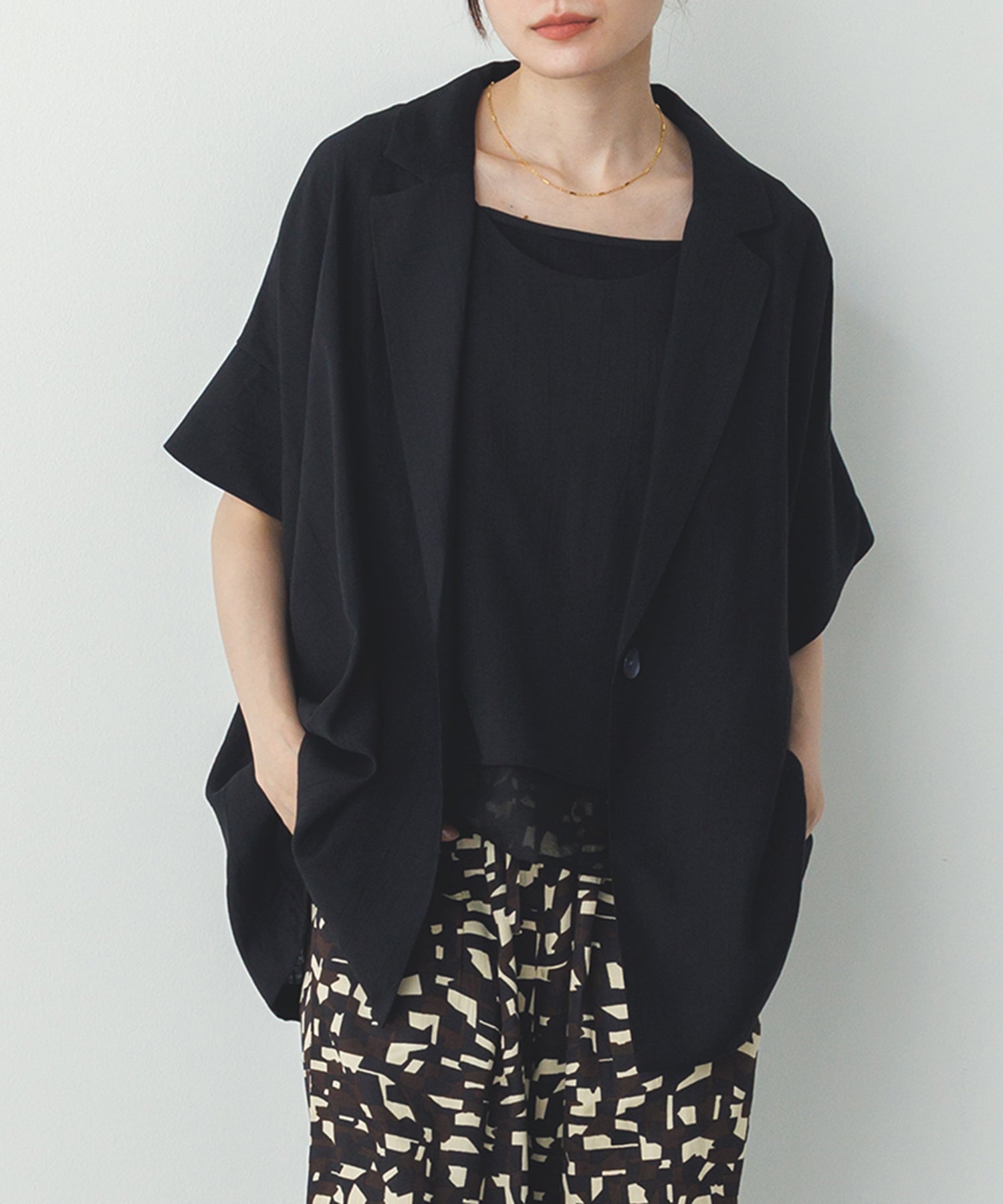 ワッシャーサテン シャツジャケット