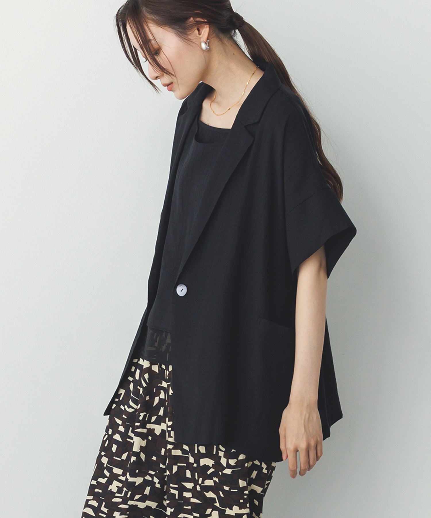 ワッシャーサテン シャツジャケット