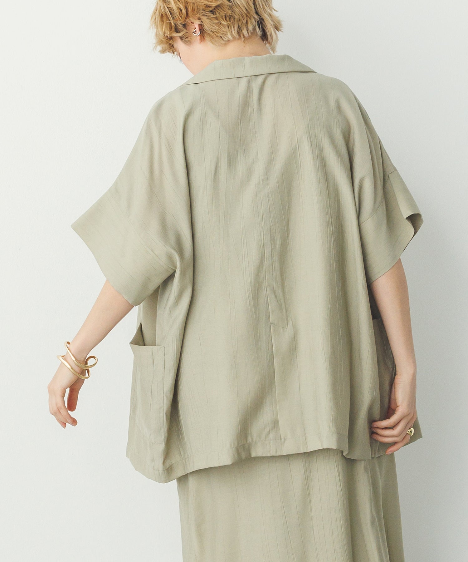 ワッシャーサテン シャツジャケット