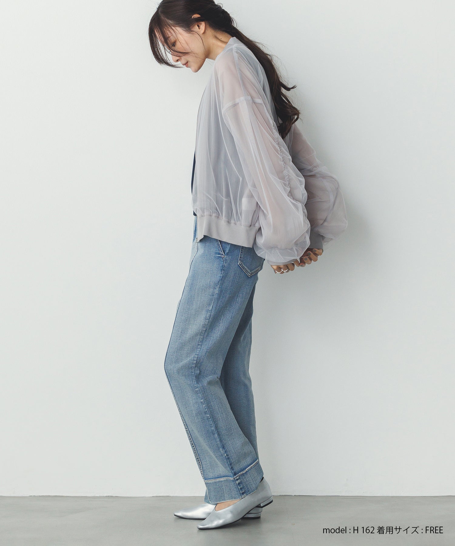 チュールシアー チェックブルゾン