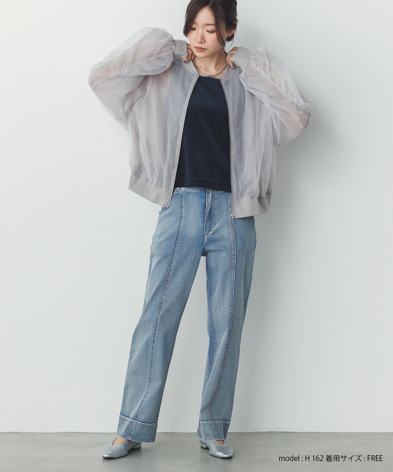 チュールシアー チェックブルゾン