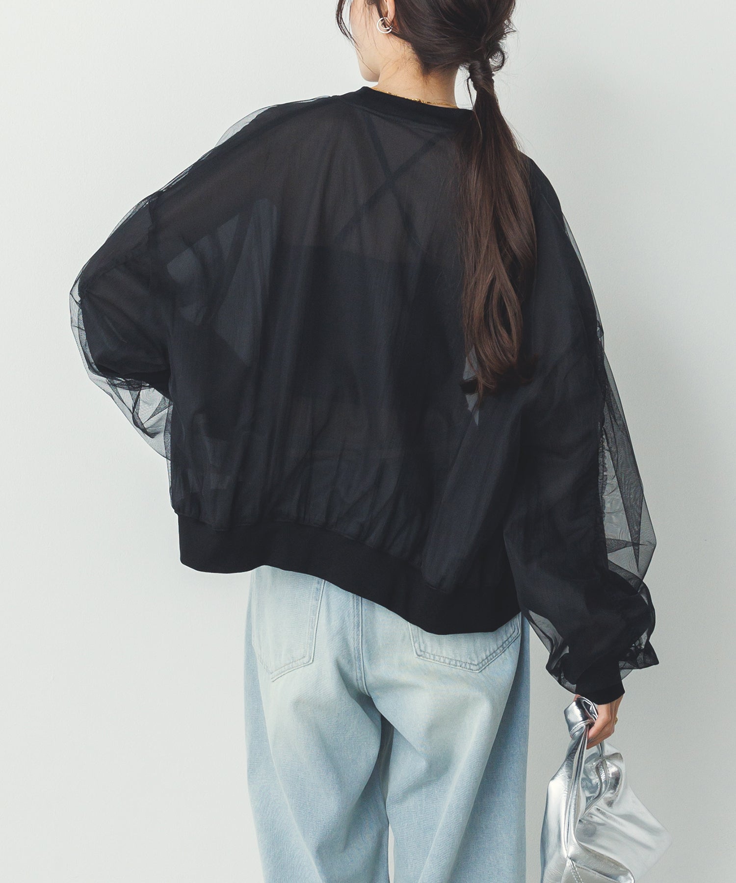 チュールシアー チェックブルゾン